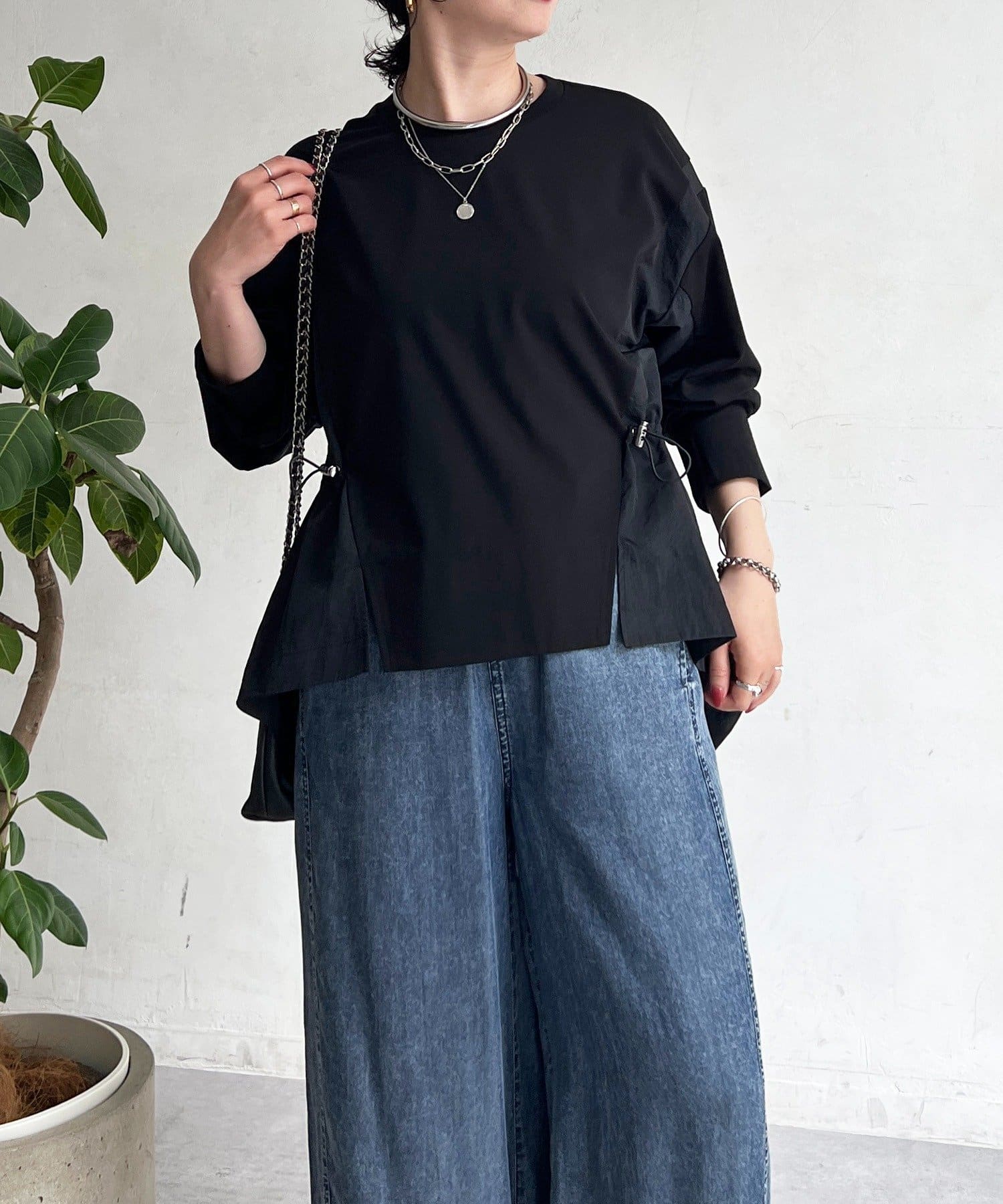 un dix cors(アンディコール) 長袖異素材ドッキングプルオーバー
