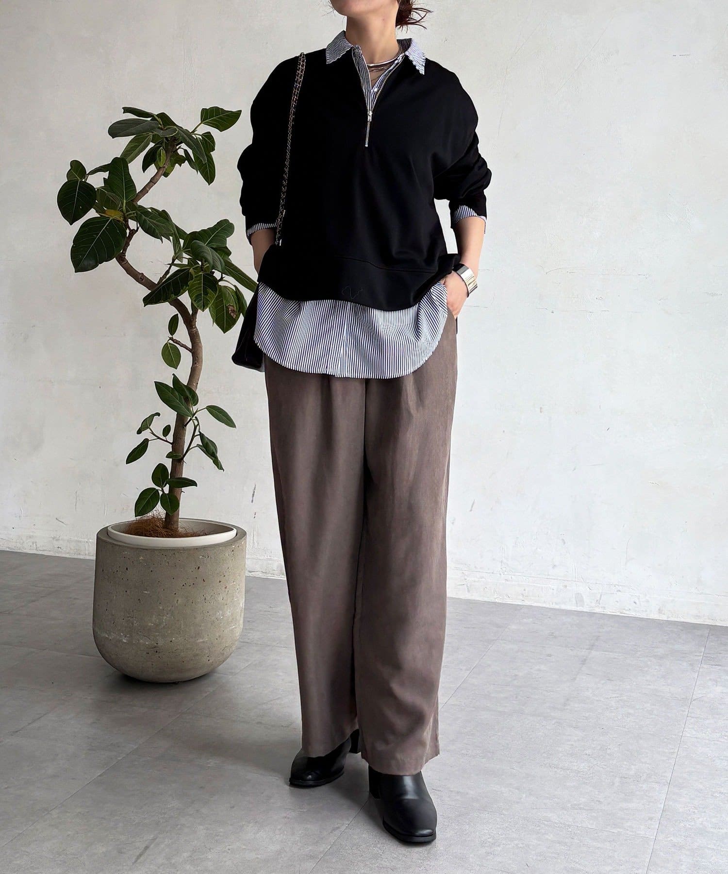 un dix cors(アンディコール) シャツセットハーフジップ