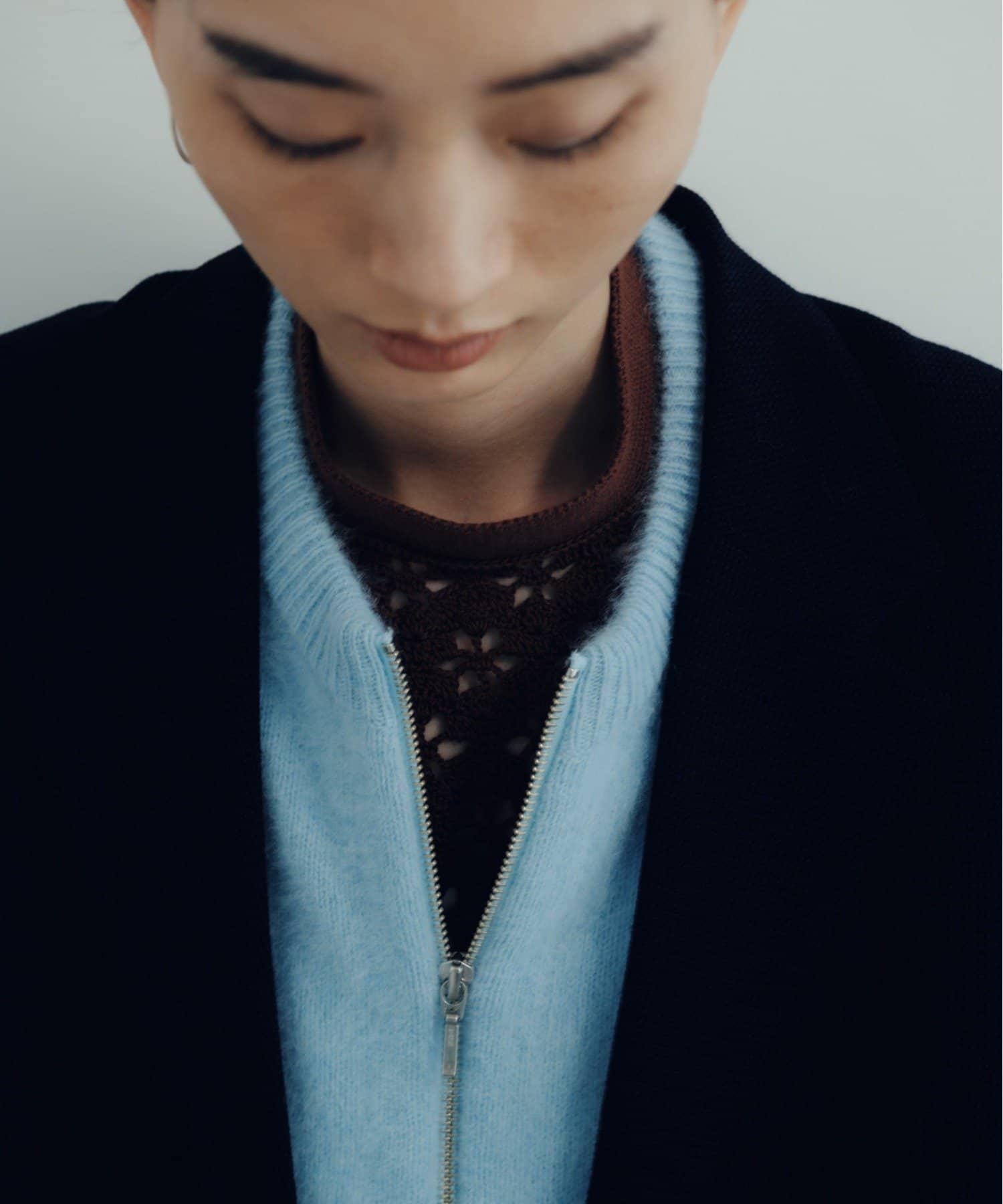Pasterip(パセリ) Wool casimire zip knit