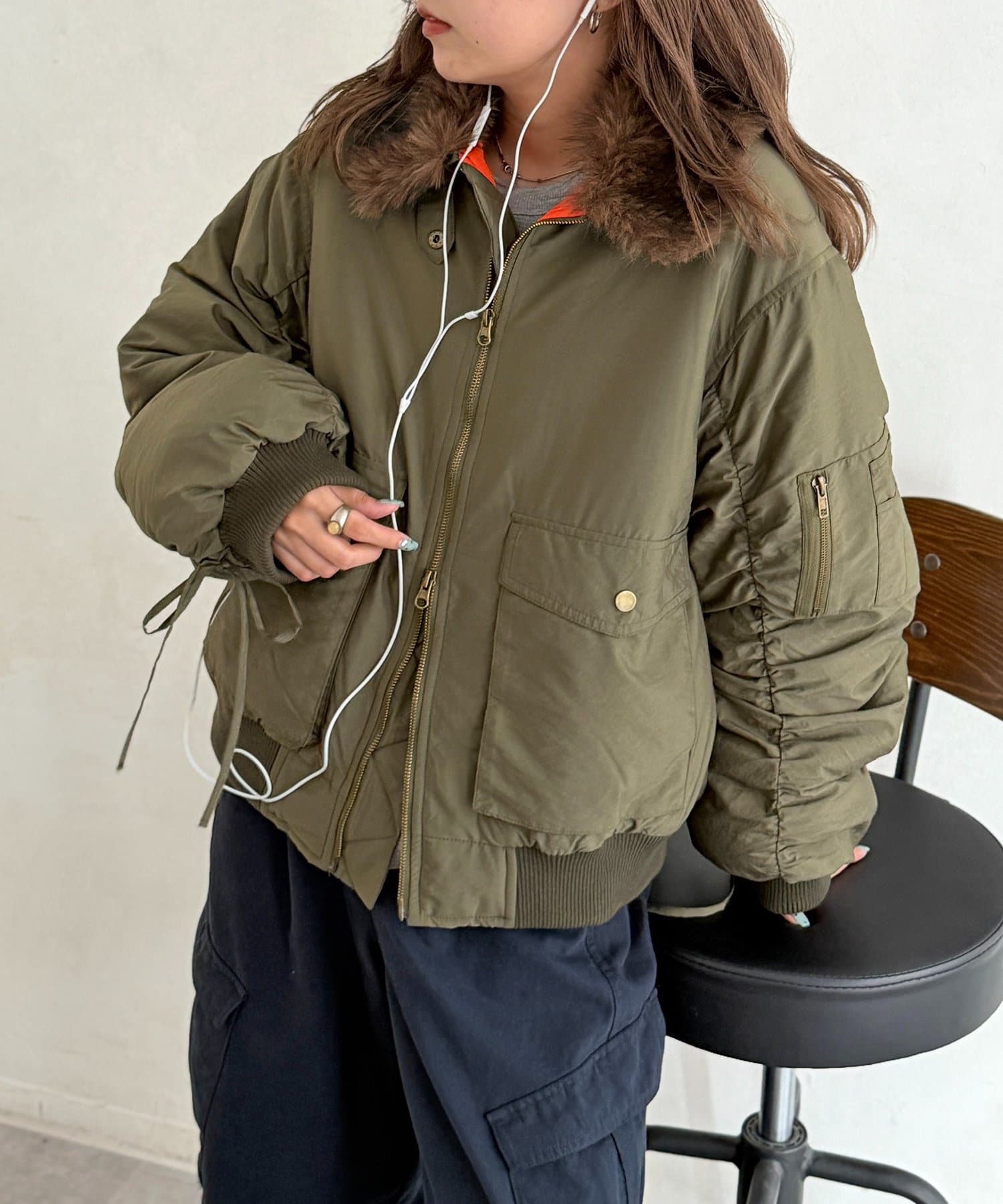 CPCM(シーピーシーエム) 襟ファー中綿MA-1