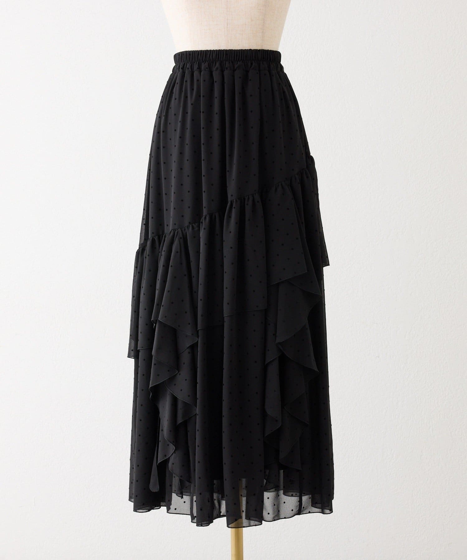 NICE CLAUP / OLIVE des OLIVE OUTLET(ナイスクラップ  / オリーブ デ オリーブ アウトレット) 【one after another】ドット柄ティアードロングスカート