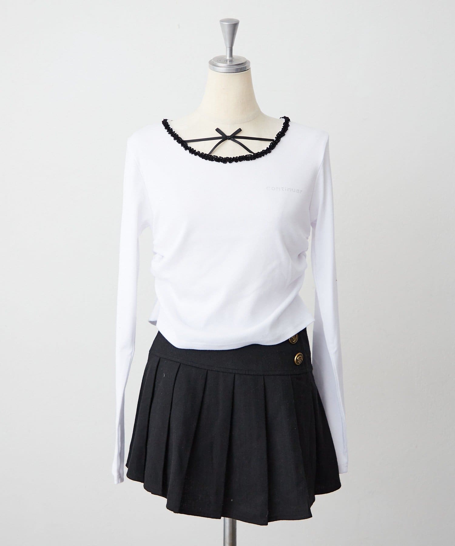 NICE CLAUP / OLIVE des OLIVE OUTLET(ナイスクラップ  / オリーブ デ オリーブ アウトレット) 【continuer】配色リボンドロストロンTee