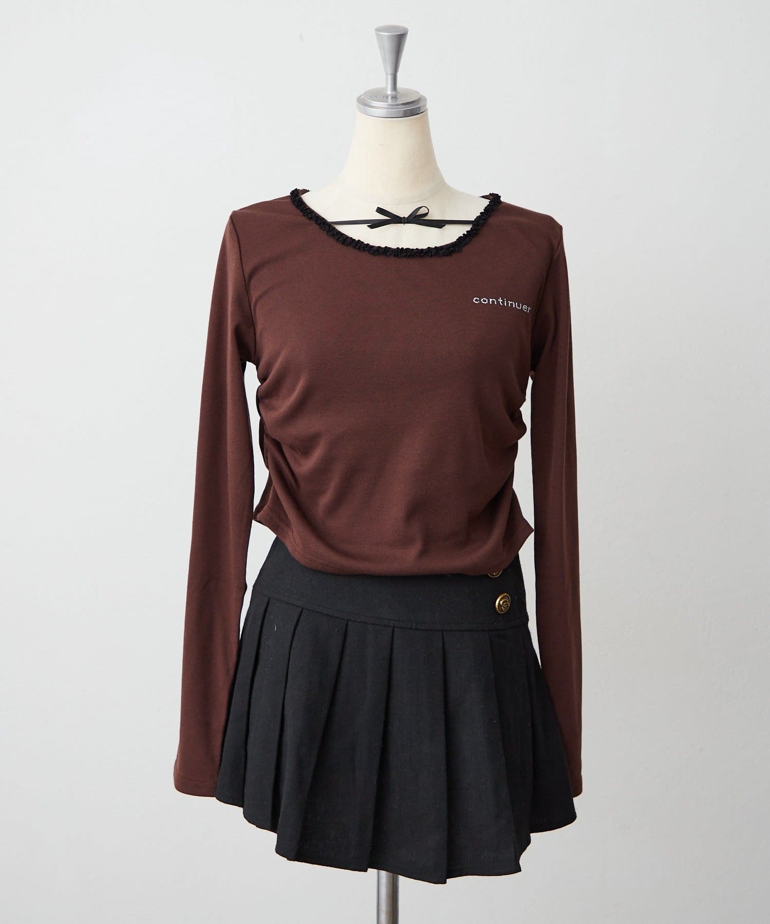 NICE CLAUP / OLIVE des OLIVE OUTLET(ナイスクラップ  / オリーブ デ オリーブ アウトレット) 【continuer】配色リボンドロストロンTee