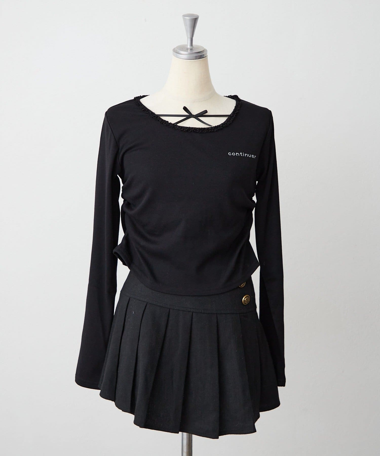 NICE CLAUP / OLIVE des OLIVE OUTLET(ナイスクラップ  / オリーブ デ オリーブ アウトレット) 【continuer】配色リボンドロストロンTee