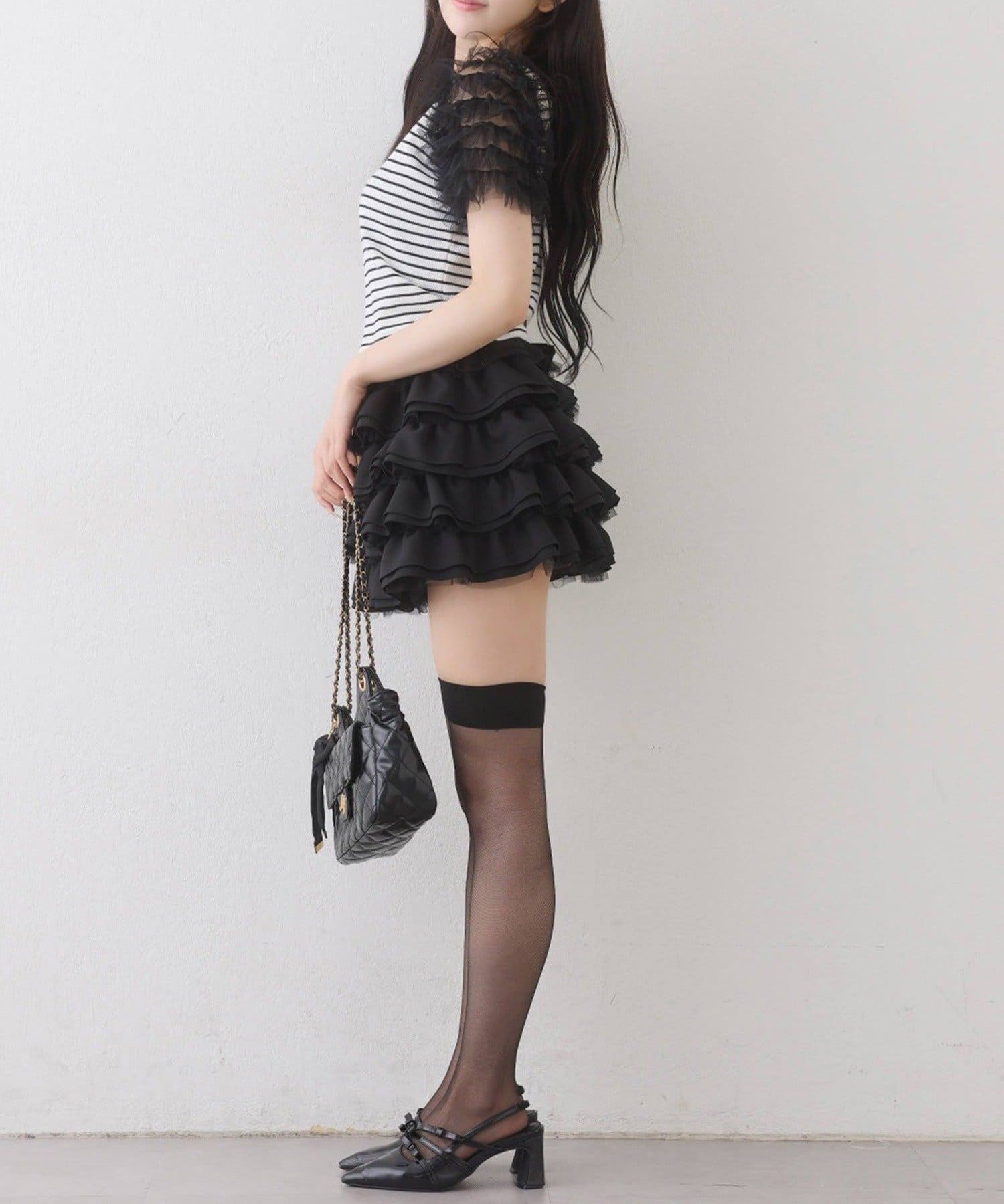 NICE CLAUP / OLIVE des OLIVE OUTLET(ナイスクラップ  / オリーブ デ オリーブ アウトレット) 【one after another】袖チュールT