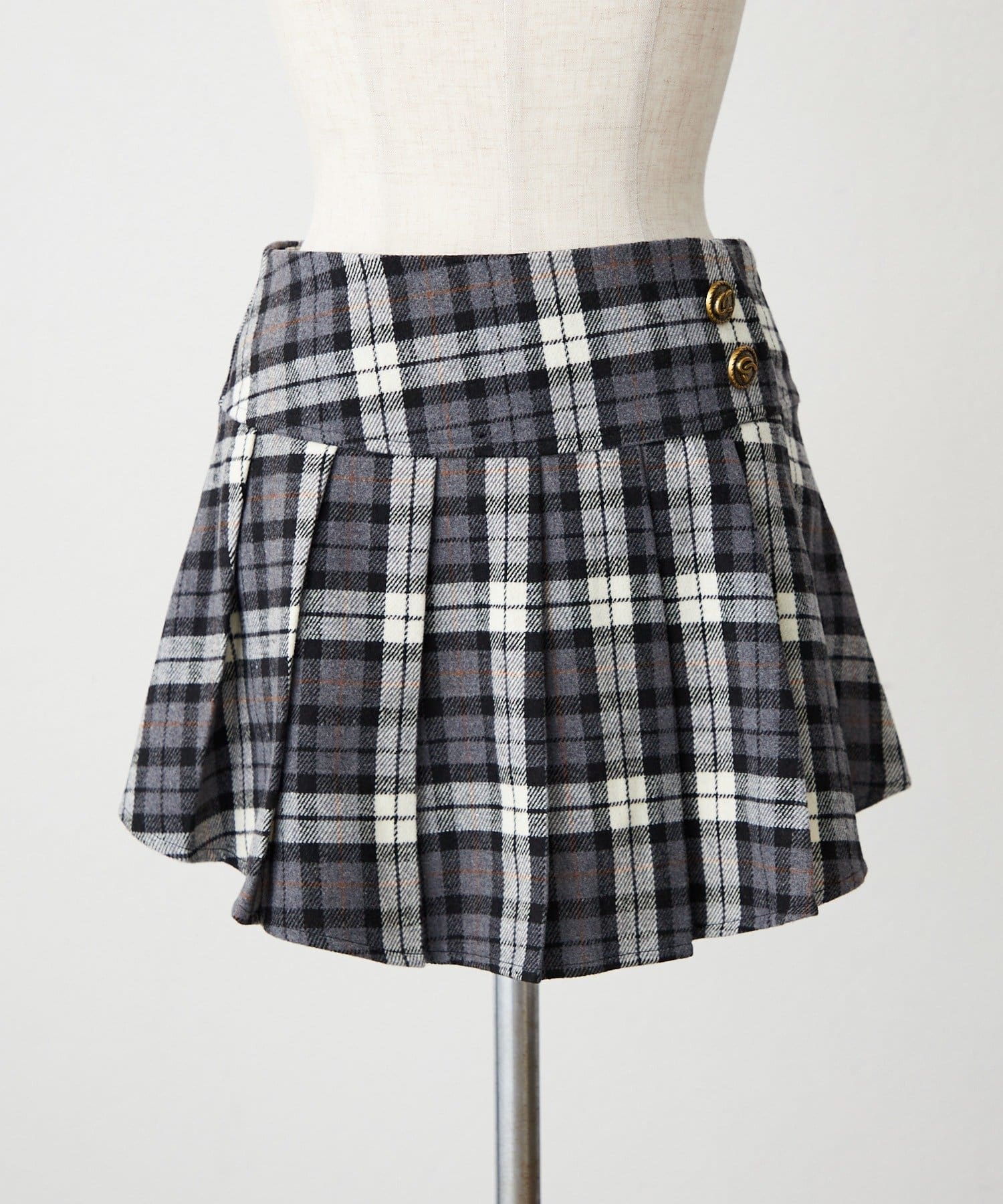 NICE CLAUP / OLIVE des OLIVE OUTLET(ナイスクラップ  / オリーブ デ オリーブ アウトレット) 【continuer】金ボタンミニプリーツスカート