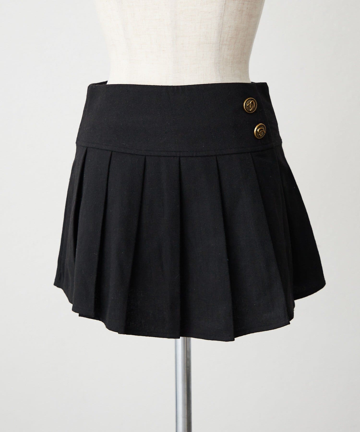 NICE CLAUP / OLIVE des OLIVE OUTLET(ナイスクラップ  / オリーブ デ オリーブ アウトレット) 【continuer】金ボタンミニプリーツスカート