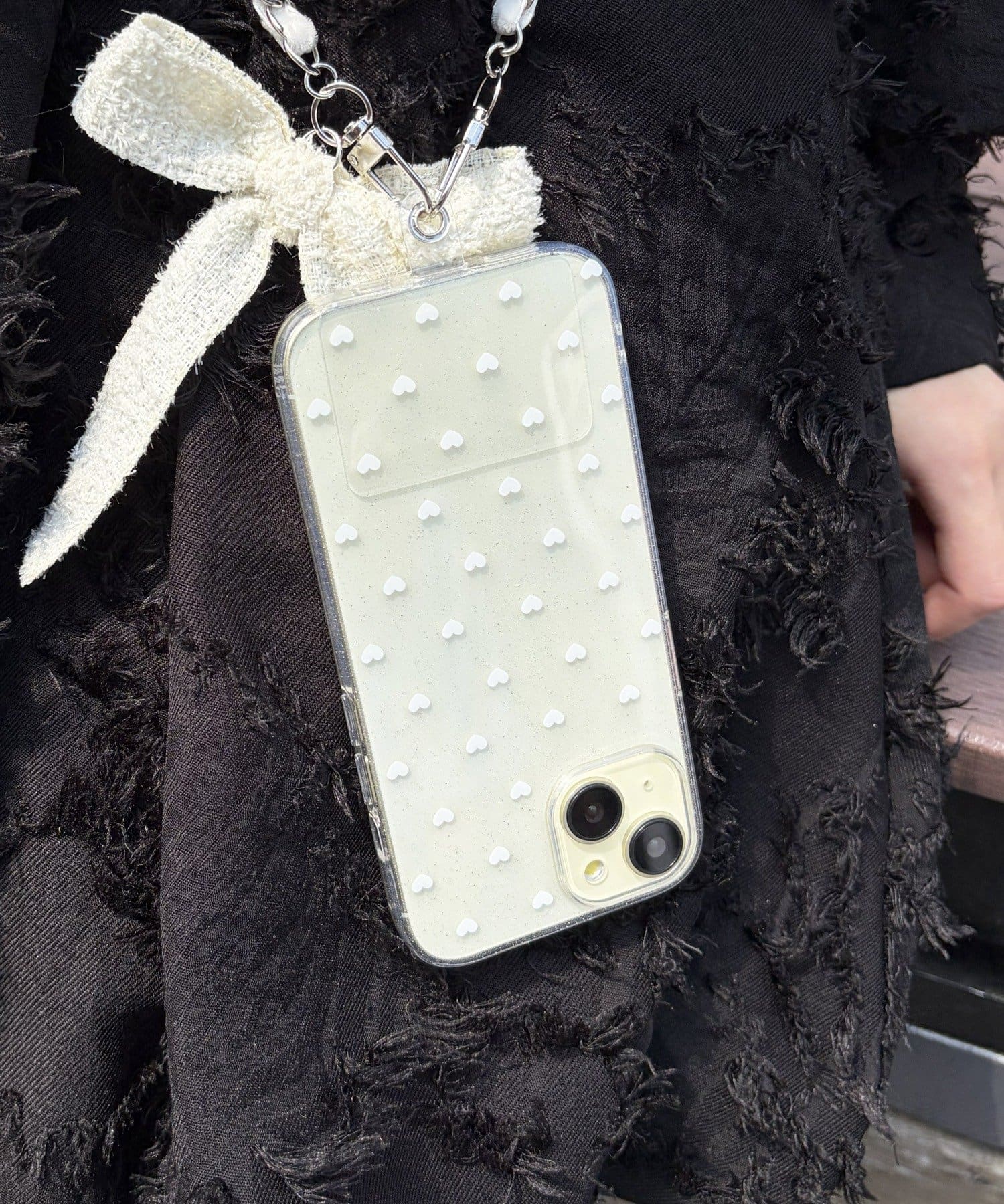 Lattice(ラティス) ラメハートドットスマホケース(iPhone15)