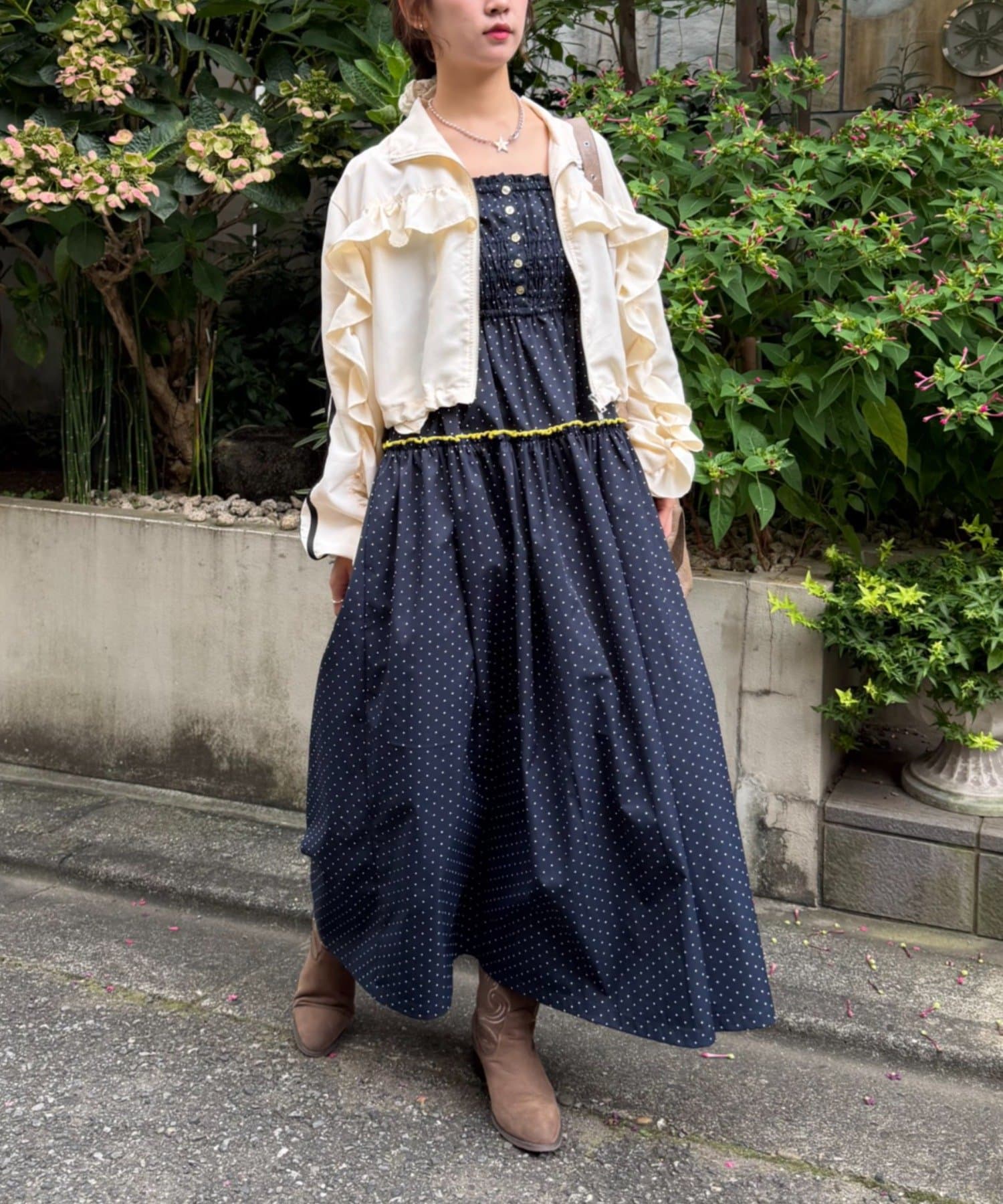w closet(ダブルクローゼット) 2WAYシャーリングキャミワンピース