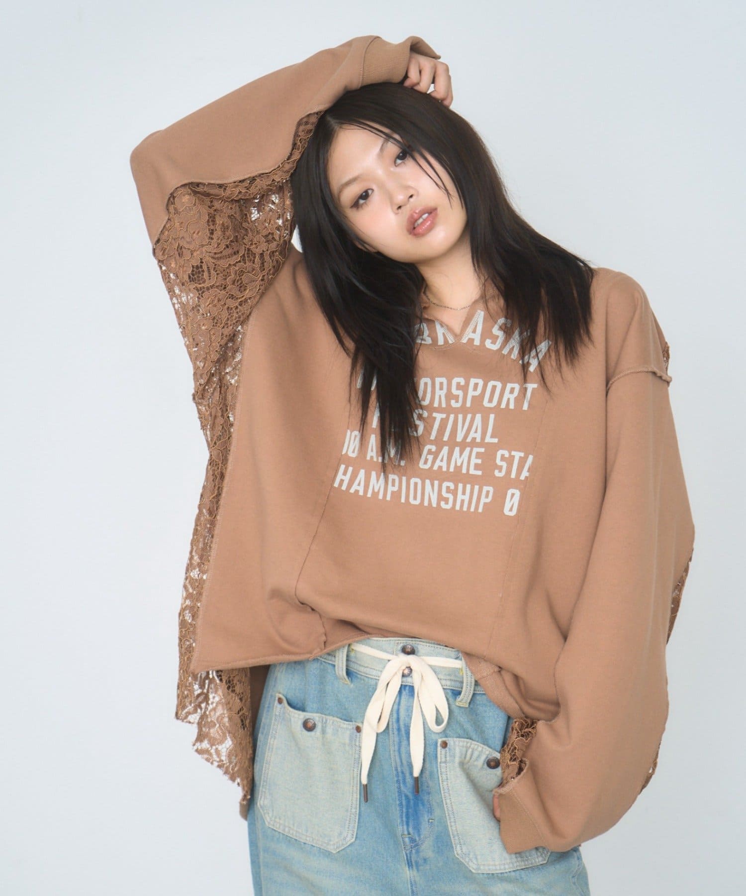 CIAOPANIC TYPY(チャオパニックティピー) 【26Winter展示会 出展商品】【etsinta】レースドッキングスキッパースウェット