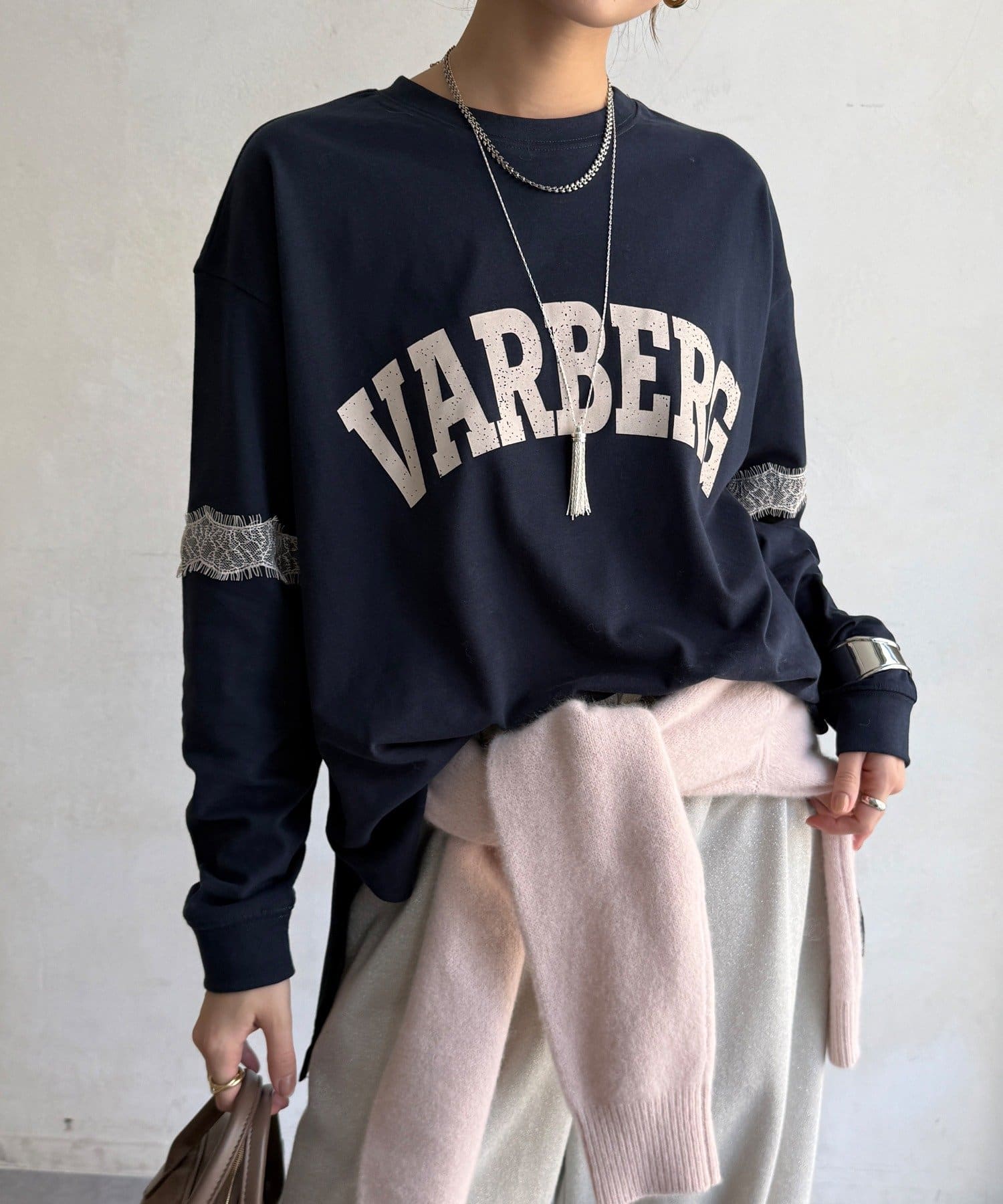 DOUDOU(ドゥドゥ) 【WEB限定】袖レース切替ロゴTEE