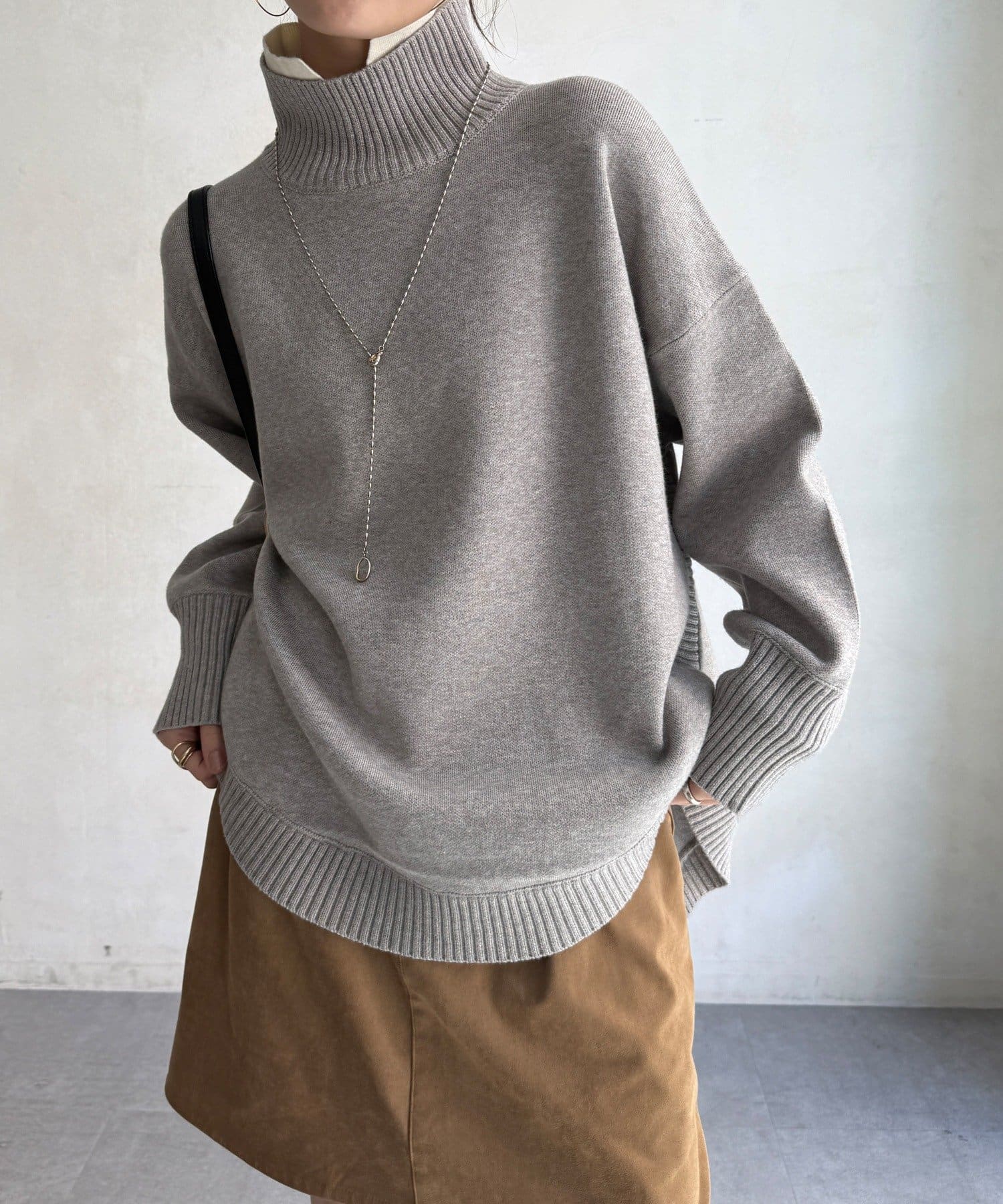 DOUDOU(ドゥドゥ) 【WEB限定】ラウンドヘム2枚衿ニットプルオーバー
