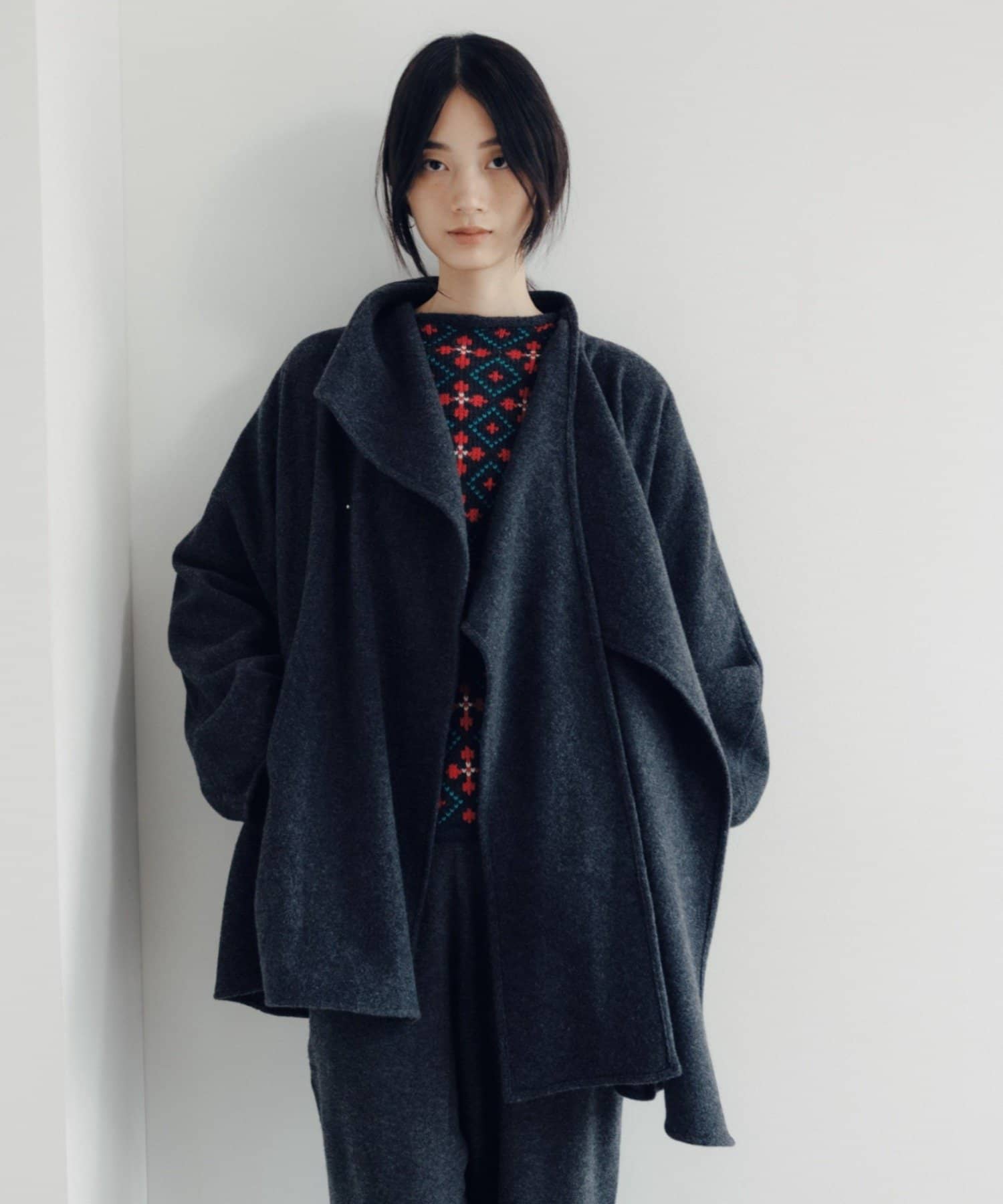 Pasterip(パセリ) Wrap wool harf coat