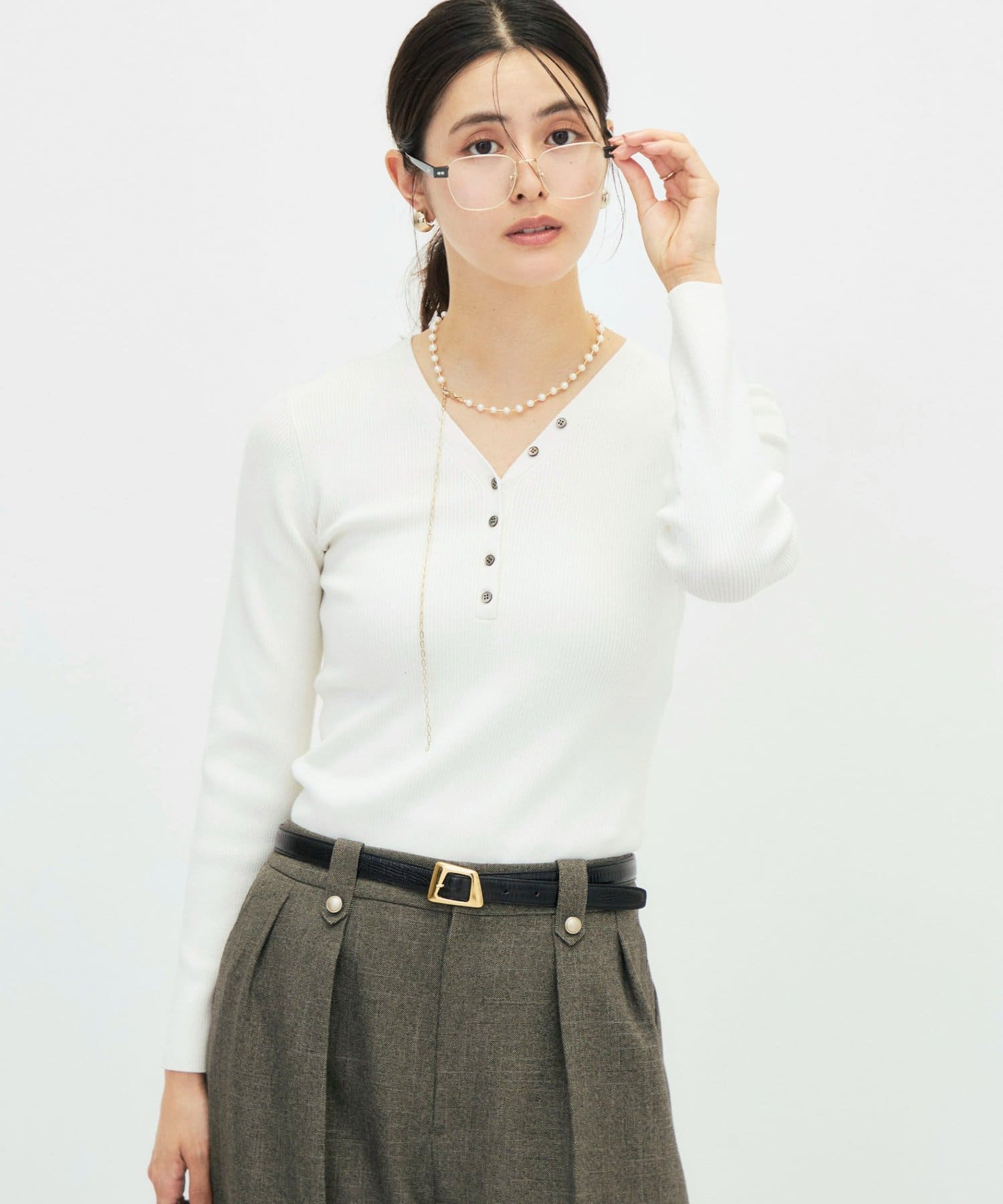 NOLLEY'S(ノーリーズ) 《手洗い可能》シルクカシミヤ混Vヘンリーリブプルオーバー