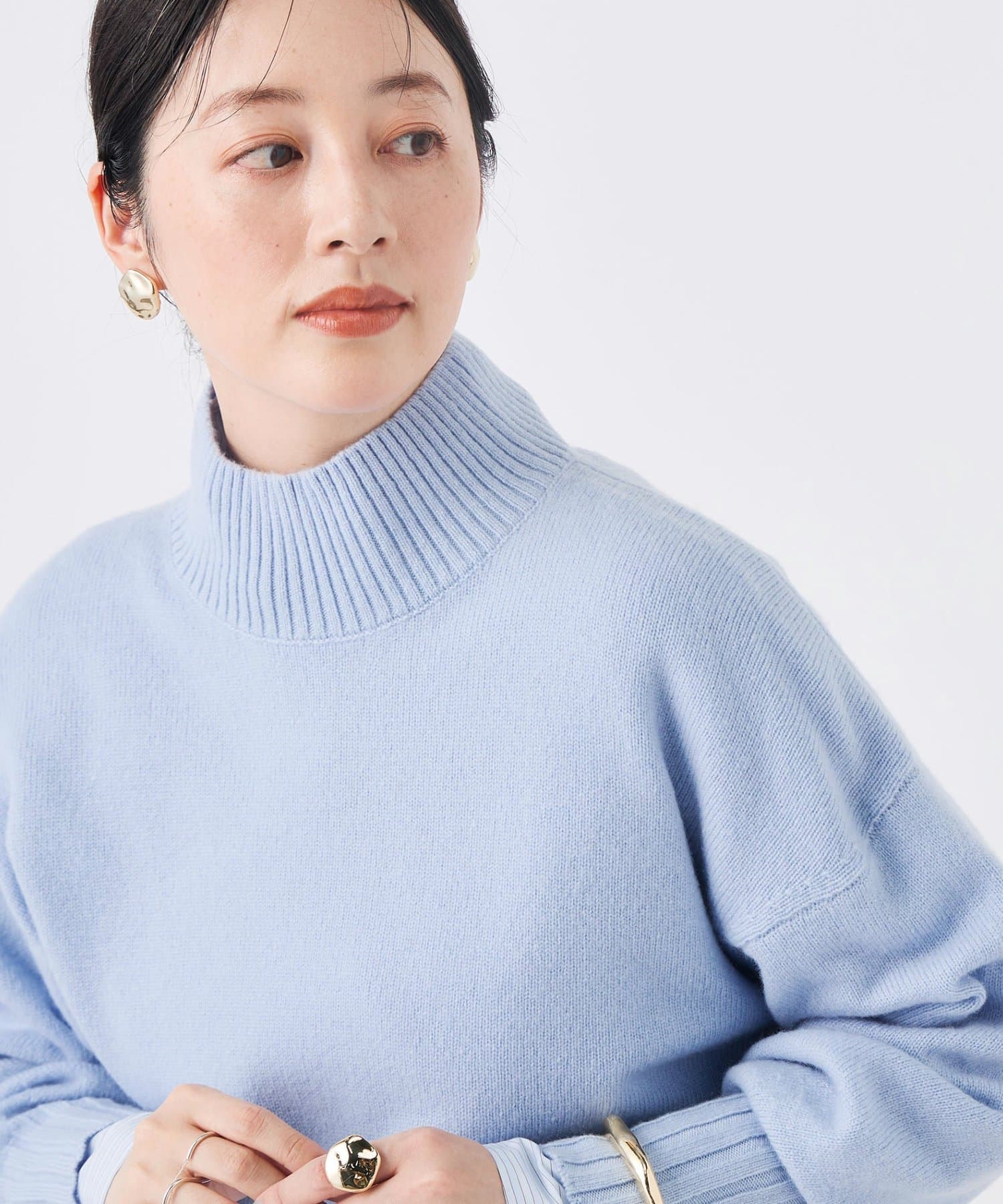 NOLLEY'S(ノーリーズ) カシミヤ混紡毛ハイネックプルオーバー