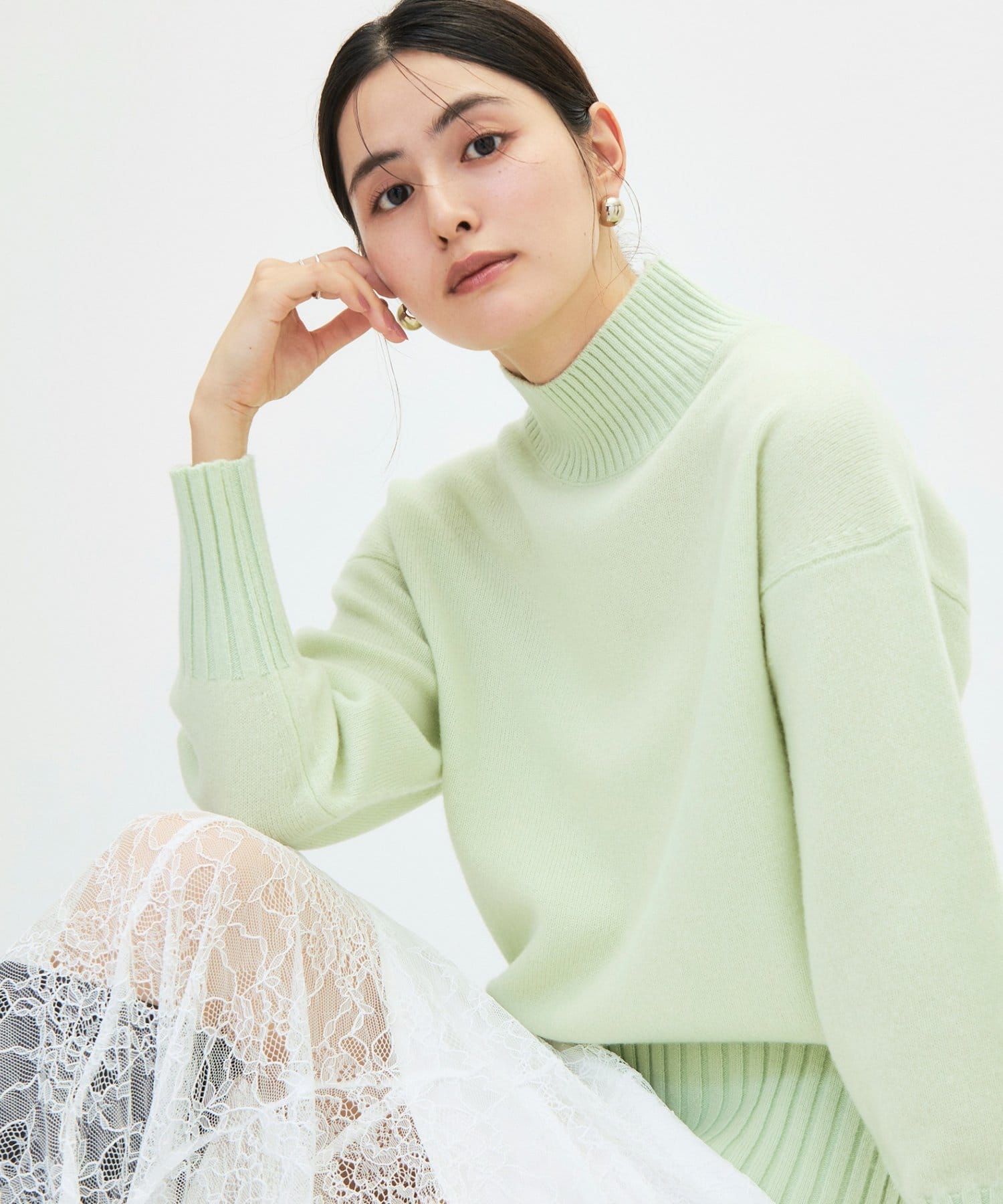 NOLLEY'S(ノーリーズ) カシミヤ混紡毛ハイネックプルオーバー