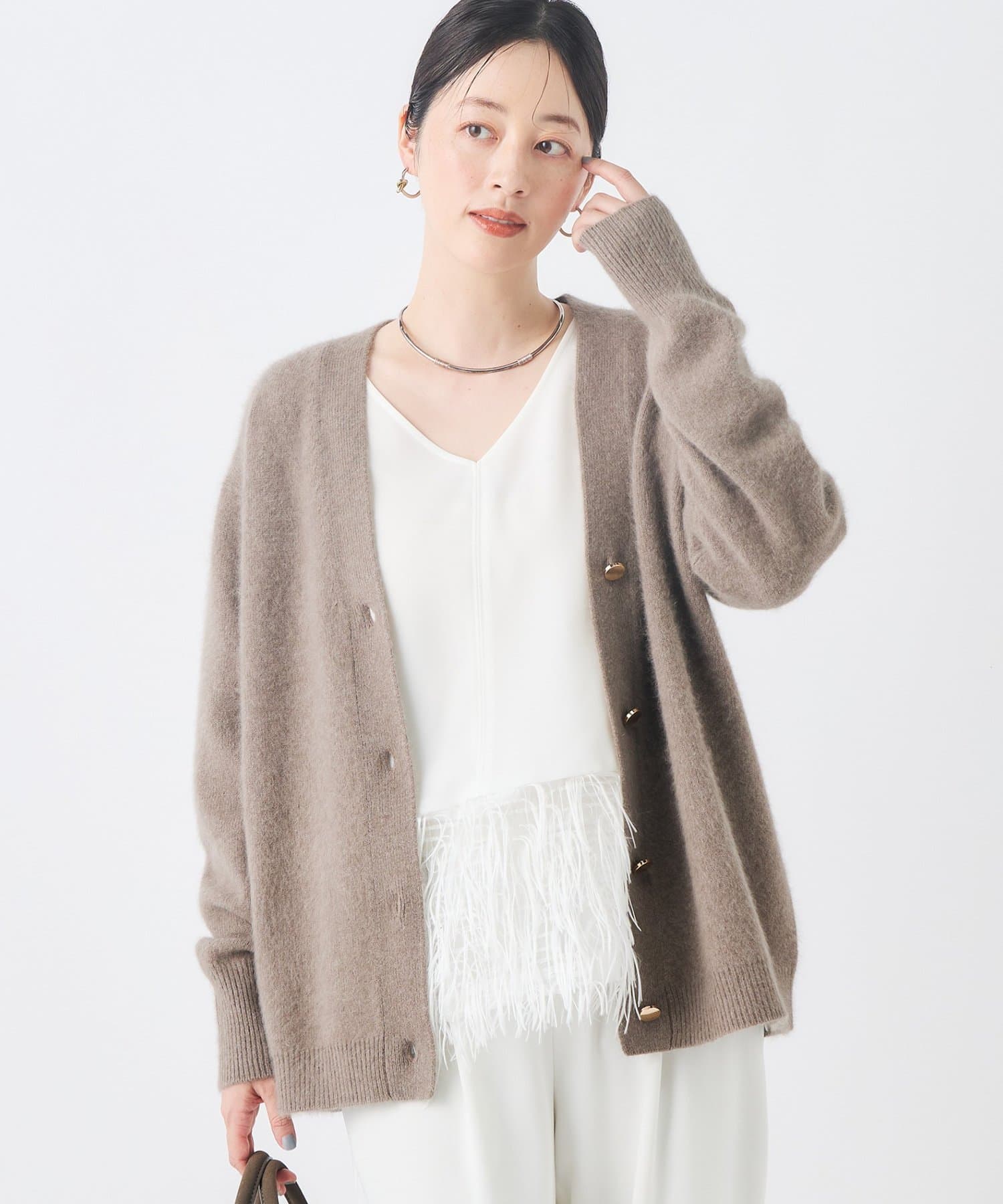 NOLLEY'S(ノーリーズ) ヘアリー長めVネックカーディガン