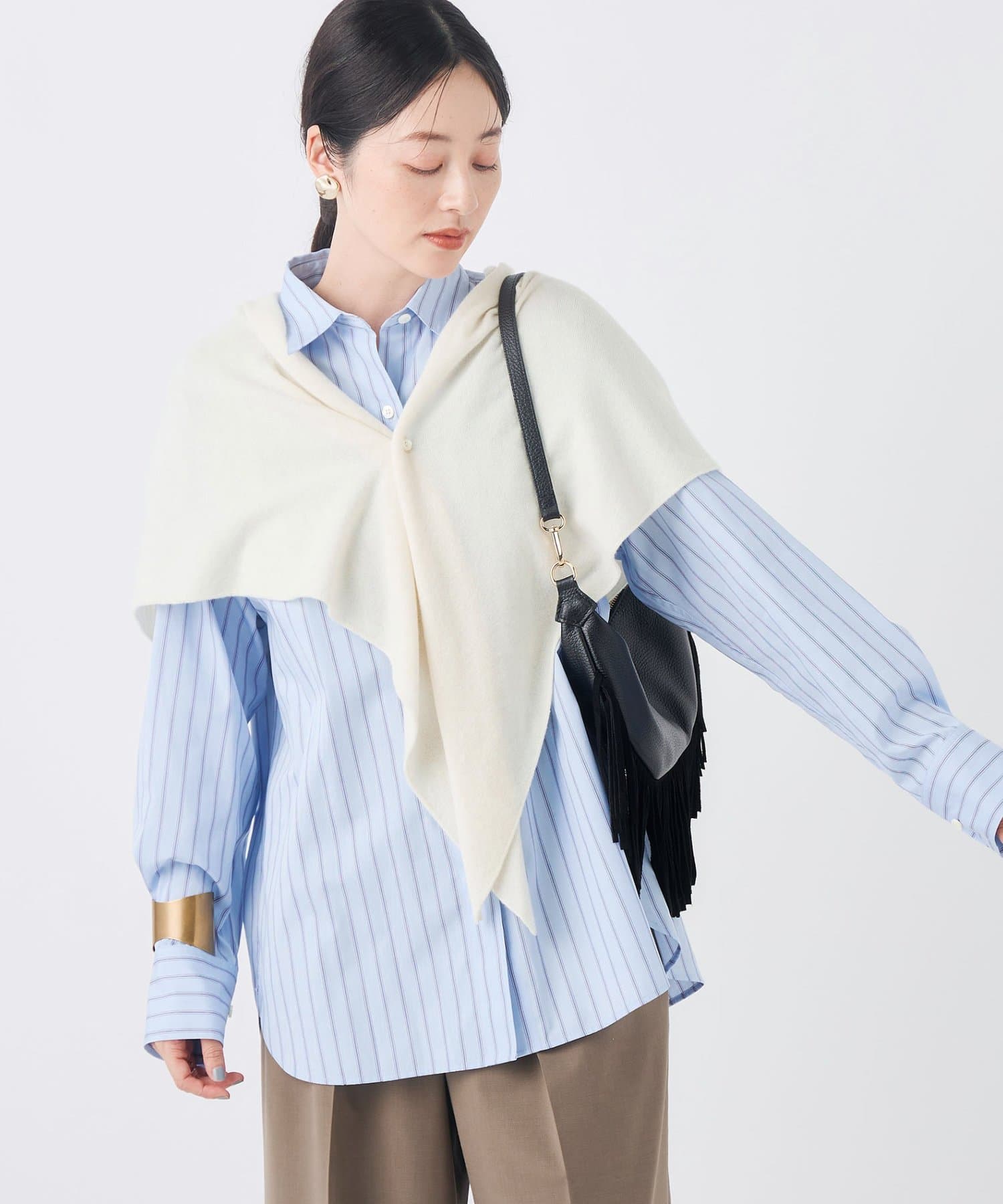 NOLLEY'S(ノーリーズ) ウォッシャブルカシミヤ混三角ストール
