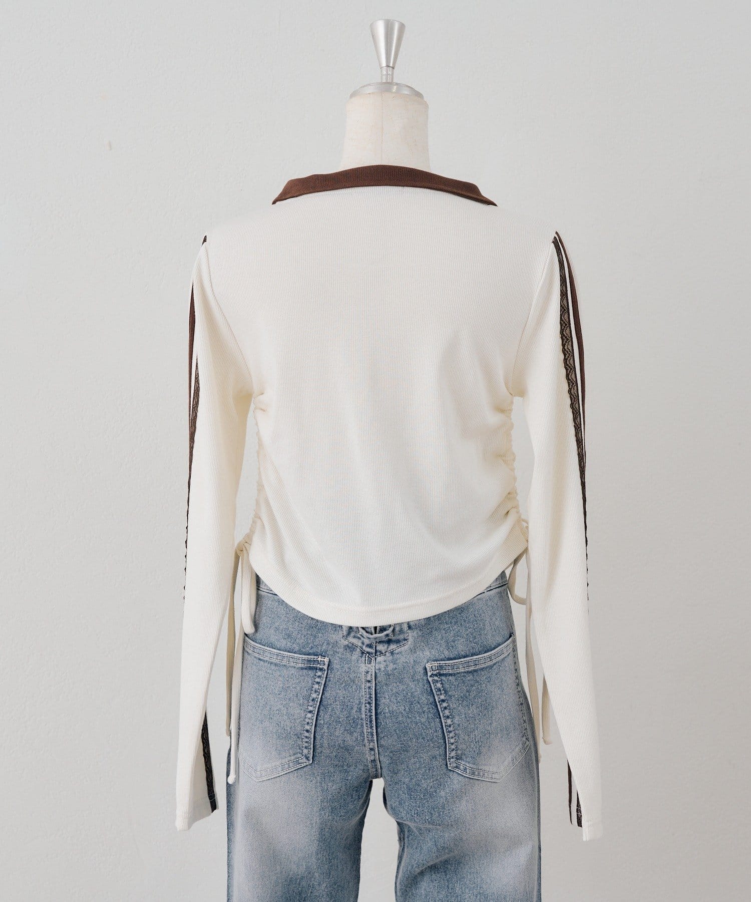 NICE CLAUP / OLIVE des OLIVE OUTLET(ナイスクラップ  / オリーブ デ オリーブ アウトレット) 【continuer】配色襟キラキラロゴサイドドロストTee