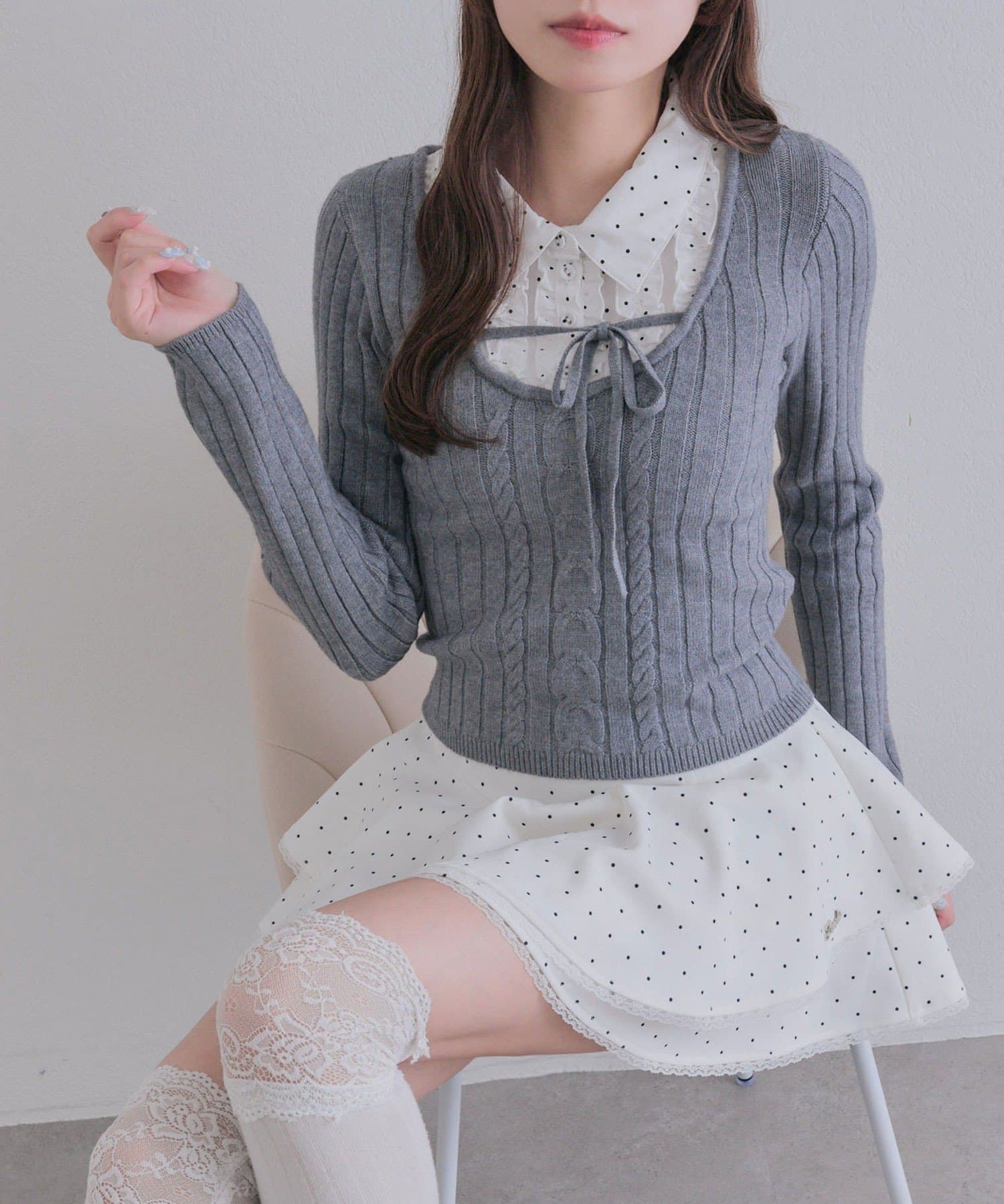 OLIVE des OLIVE(オリーブ デ オリーブ) フリルシャツドッキングトップス