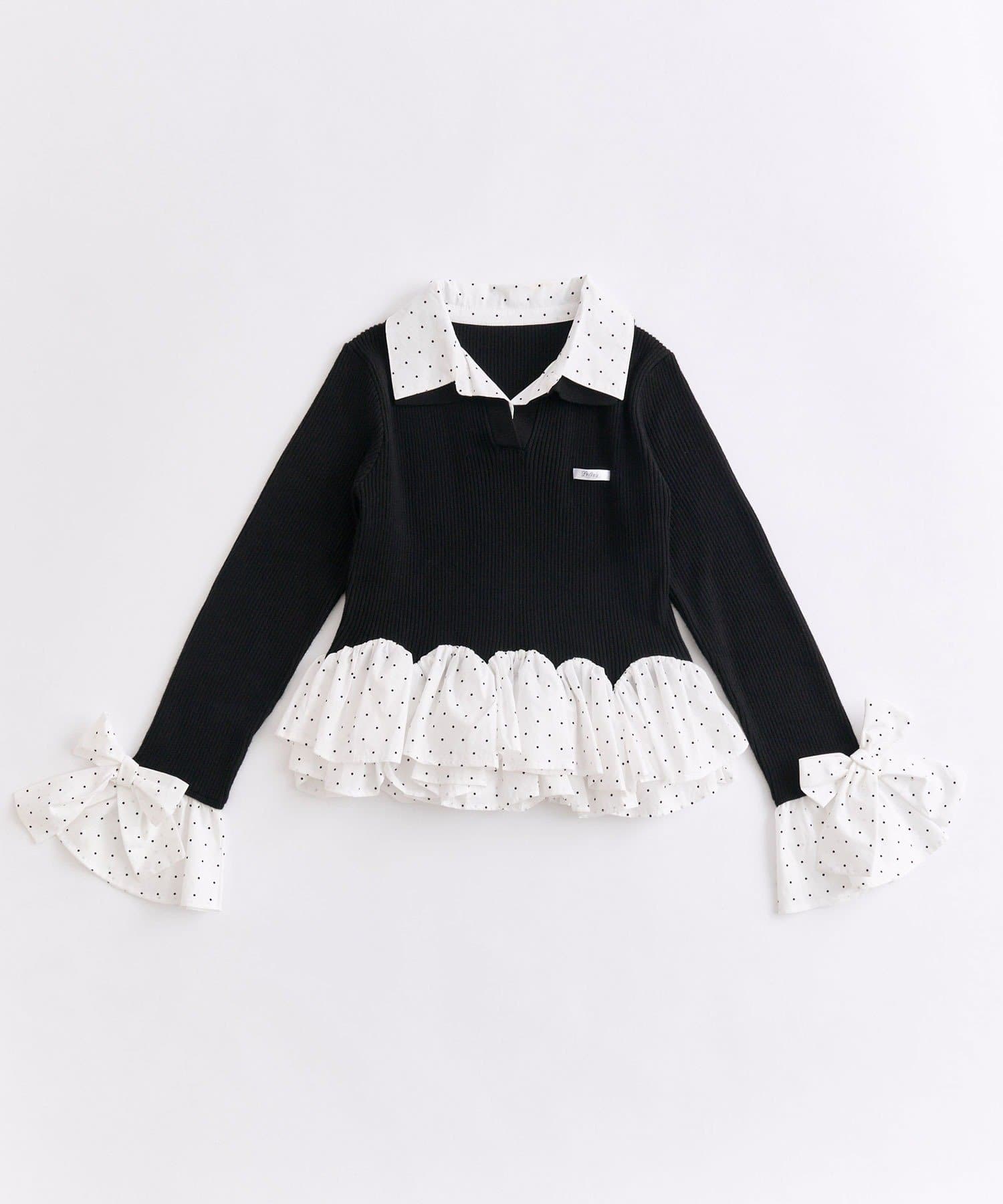 OLIVE des OLIVE(オリーブ デ オリーブ) 2枚衿スキッパーニット
