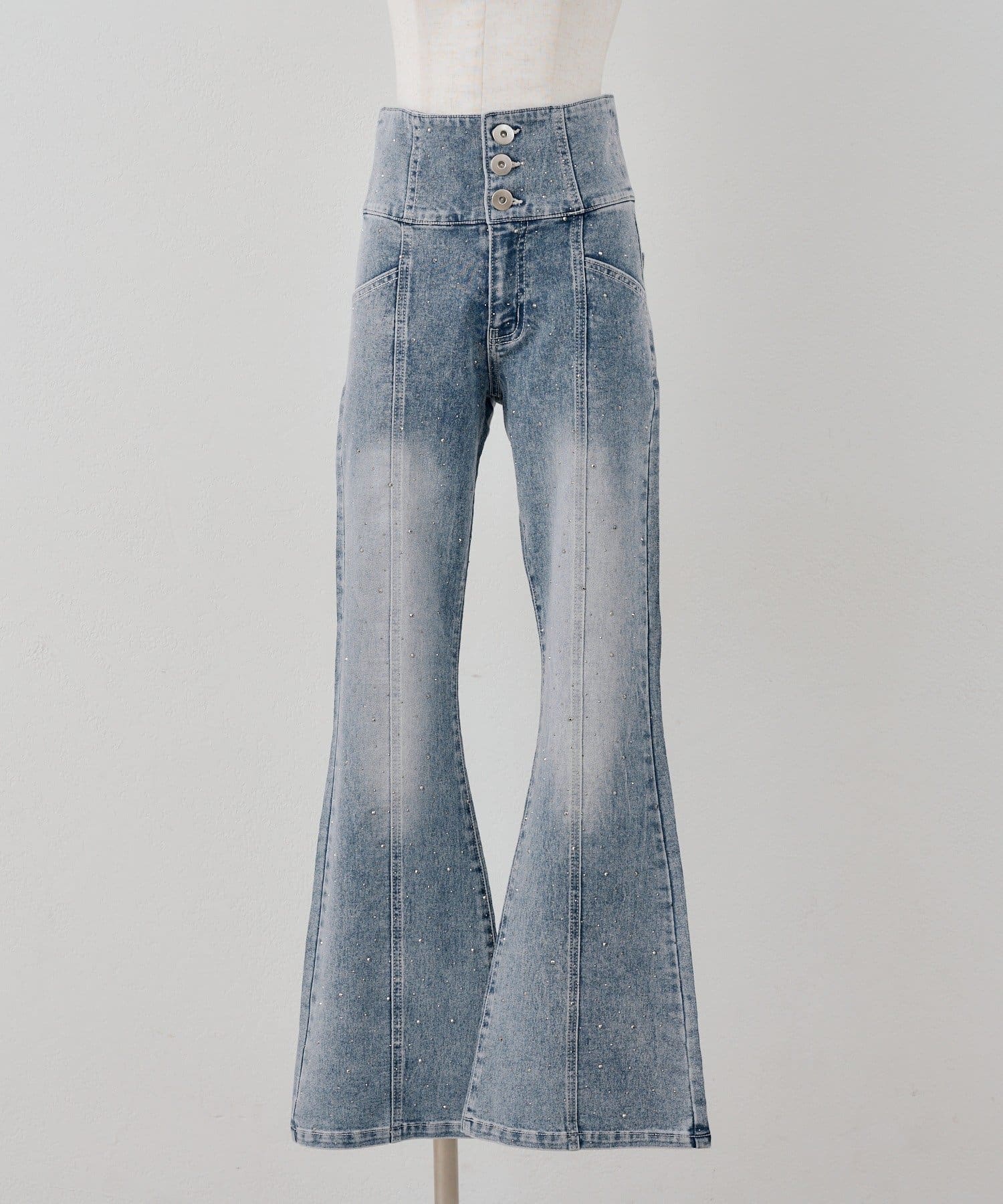 NICE CLAUP / OLIVE des OLIVE OUTLET(ナイスクラップ  / オリーブ デ オリーブ アウトレット) 【continuer】キラキラ後レースアップフレアデニム