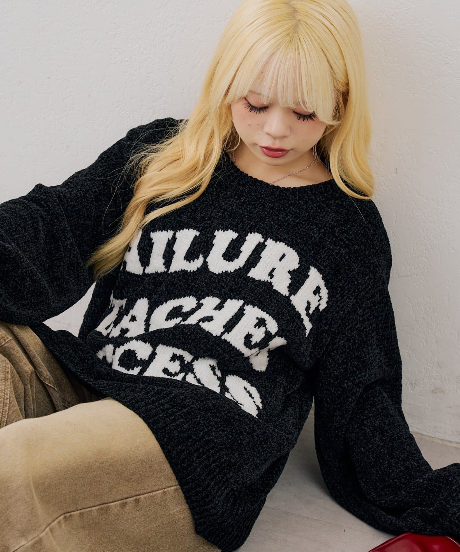 NICE CLAUP / OLIVE des OLIVE OUTLET(ナイスクラップ  / オリーブ デ オリーブ アウトレット) 【continuer】ゆるっとロゴベロアモールニット