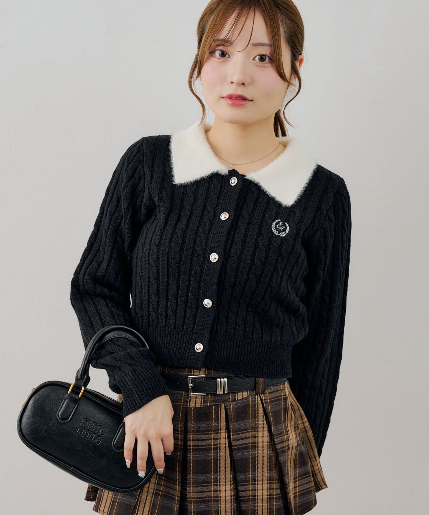 NICE CLAUP / OLIVE des OLIVE OUTLET(ナイスクラップ  / オリーブ デ オリーブ アウトレット) 【continuer】衿フェザーケーブルポロニット