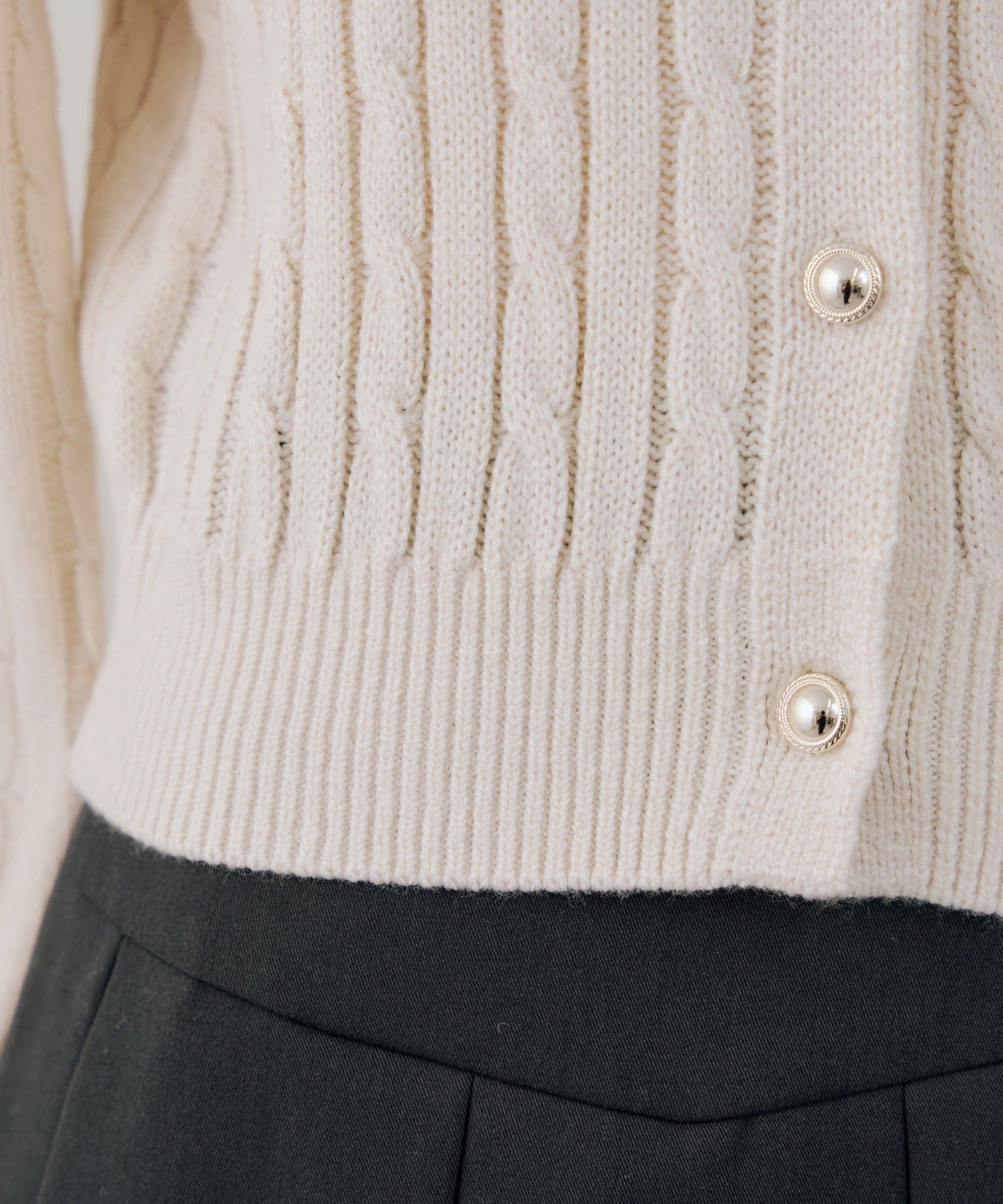 NICE CLAUP / OLIVE des OLIVE OUTLET(ナイスクラップ  / オリーブ デ オリーブ アウトレット) 【continuer】衿フェザーケーブルポロニット