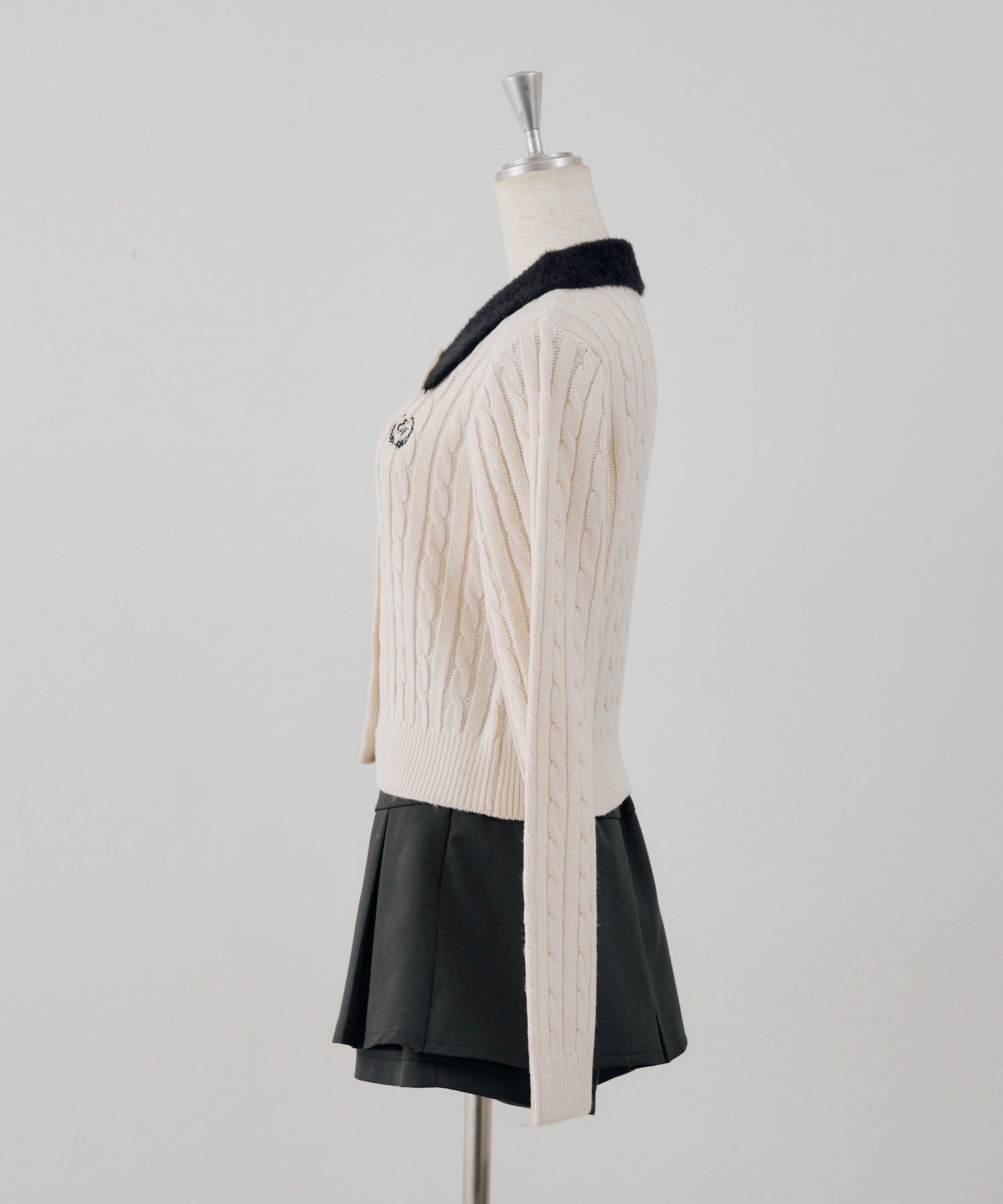 NICE CLAUP / OLIVE des OLIVE OUTLET(ナイスクラップ  / オリーブ デ オリーブ アウトレット) 【continuer】衿フェザーケーブルポロニット