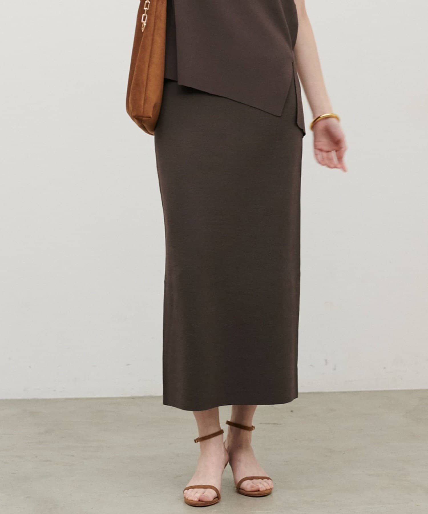 NICE CLAUP / OLIVE des OLIVE OUTLET(ナイスクラップ  / オリーブ デ オリーブ アウトレット) 【LARUTA】UV＆接触冷感シンプルIラインニットスカート