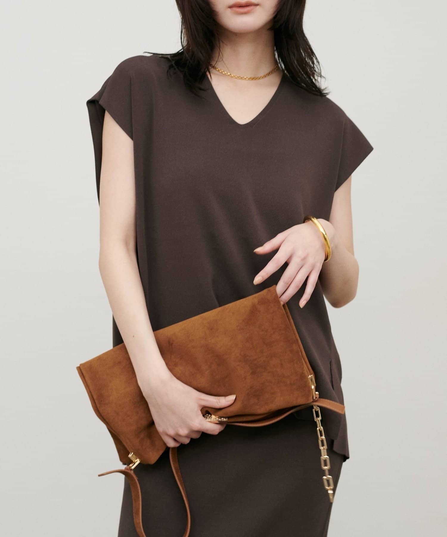 NICE CLAUP / OLIVE des OLIVE OUTLET(ナイスクラップ  / オリーブ デ オリーブ アウトレット) 【LARUTA】UV＆接触冷感深Vゆるニット