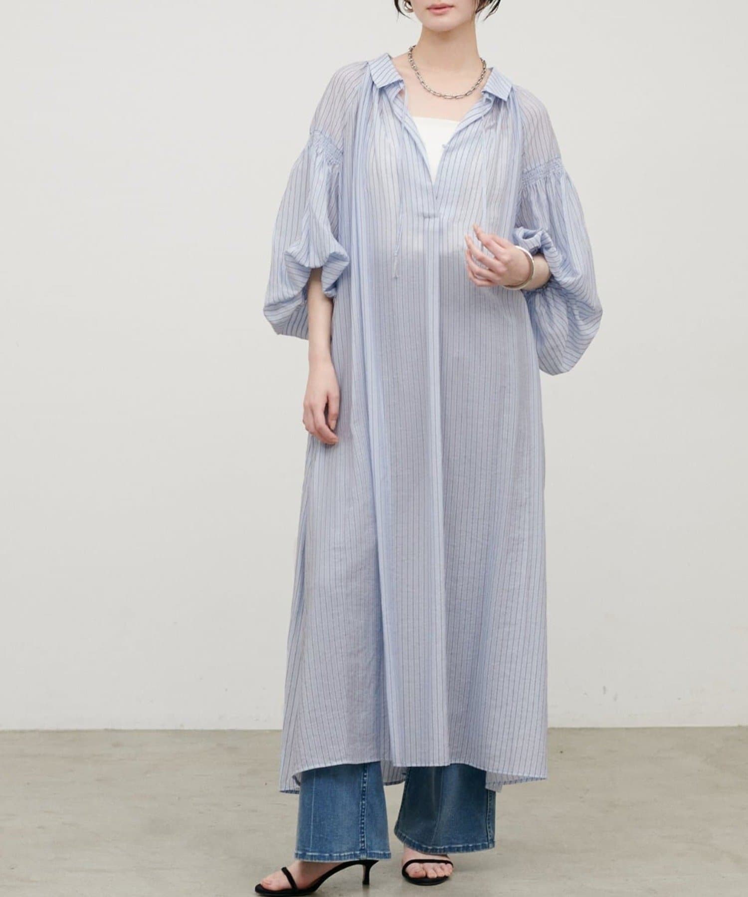 NICE CLAUP / OLIVE des OLIVE OUTLET(ナイスクラップ  / オリーブ デ オリーブ アウトレット) 【LARUTA】ボリュームスリーブたっぷりギャザーワンピース