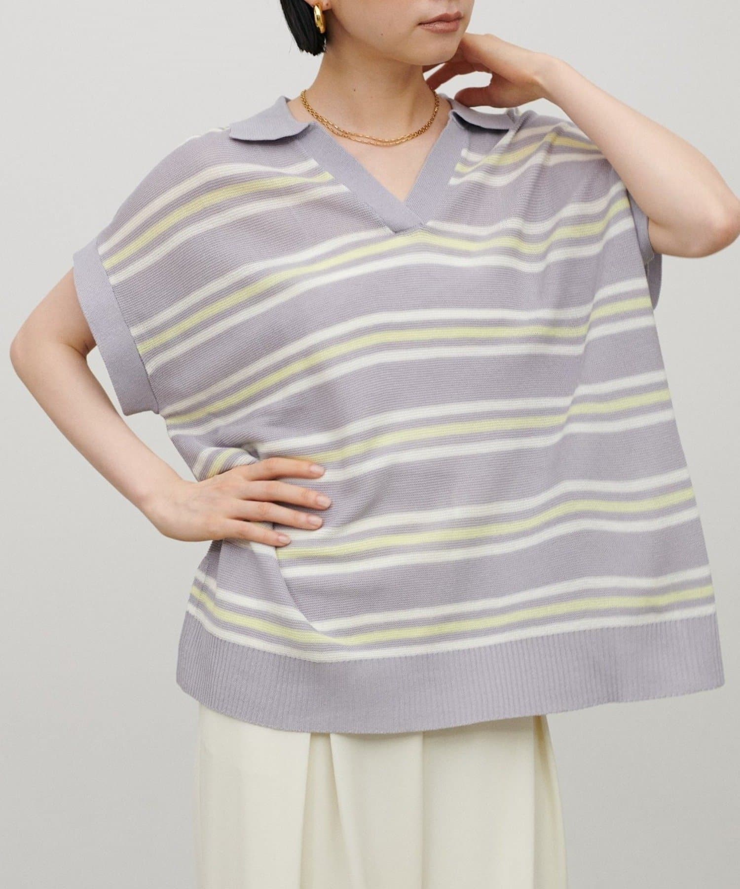 NICE CLAUP / OLIVE des OLIVE OUTLET(ナイスクラップ  / オリーブ デ オリーブ アウトレット) 【LARUTA】シアーボーダースキッパーニット