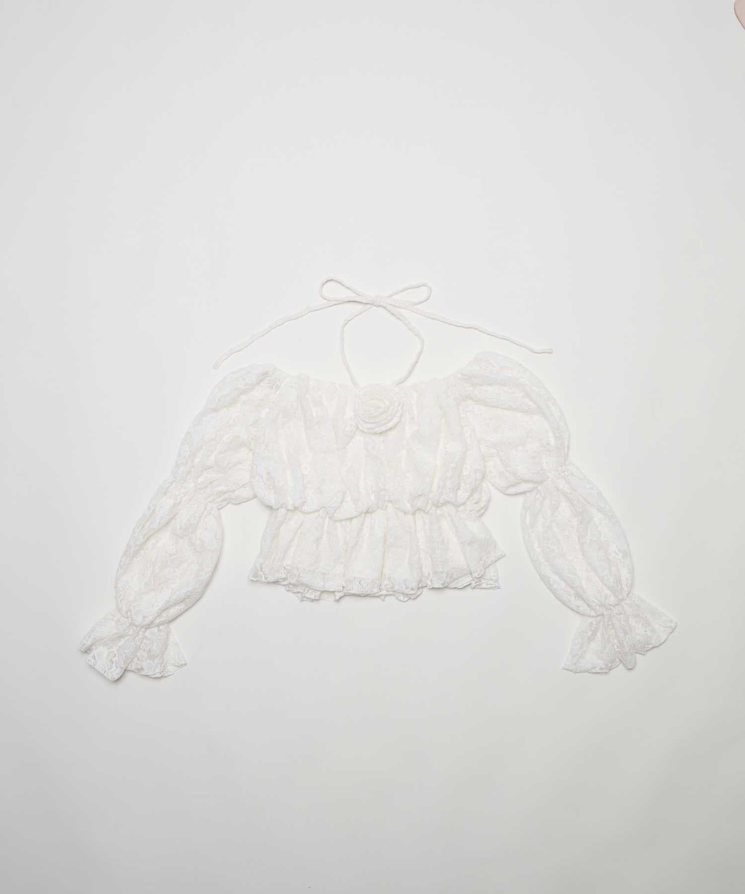 Belle Charme(ベルシャルム) Rose Corsage Balloon Blouse