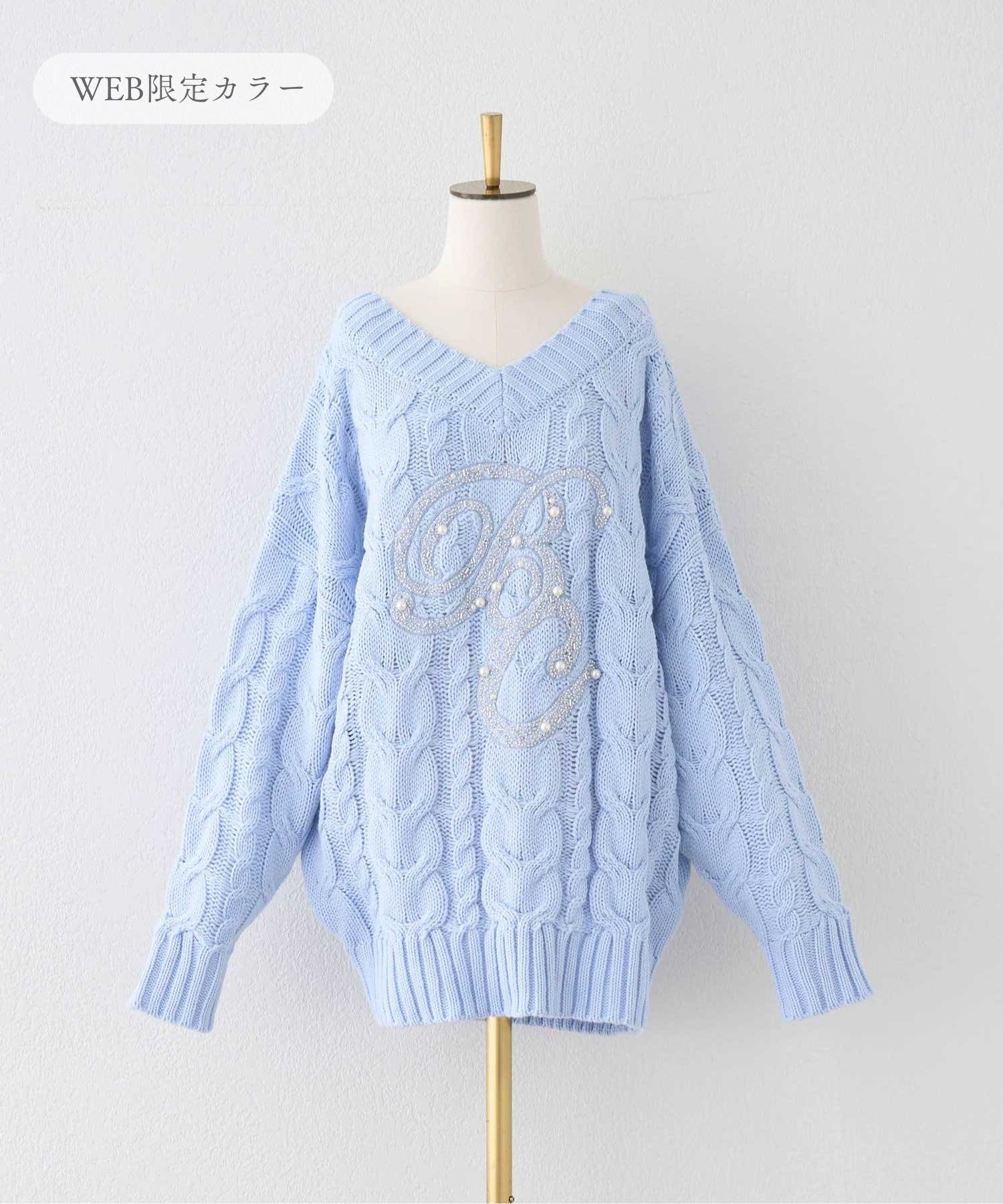 Belle Charme(ベルシャルム) 【web限定カラーあり】BC Bijou Logo Big Cable Knit