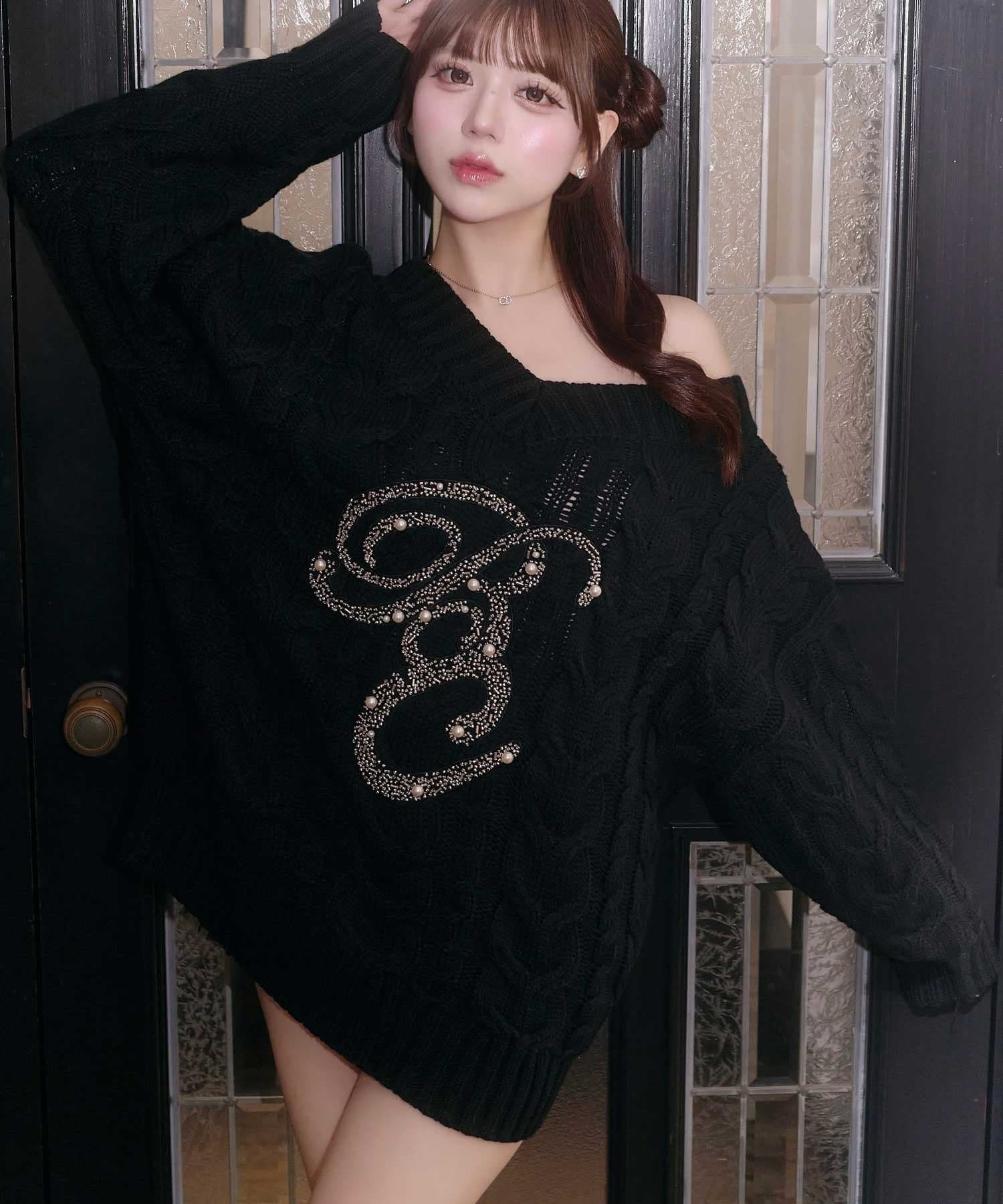 Belle Charme(ベルシャルム) 【web限定カラーあり】BC Bijou Logo Big Cable Knit