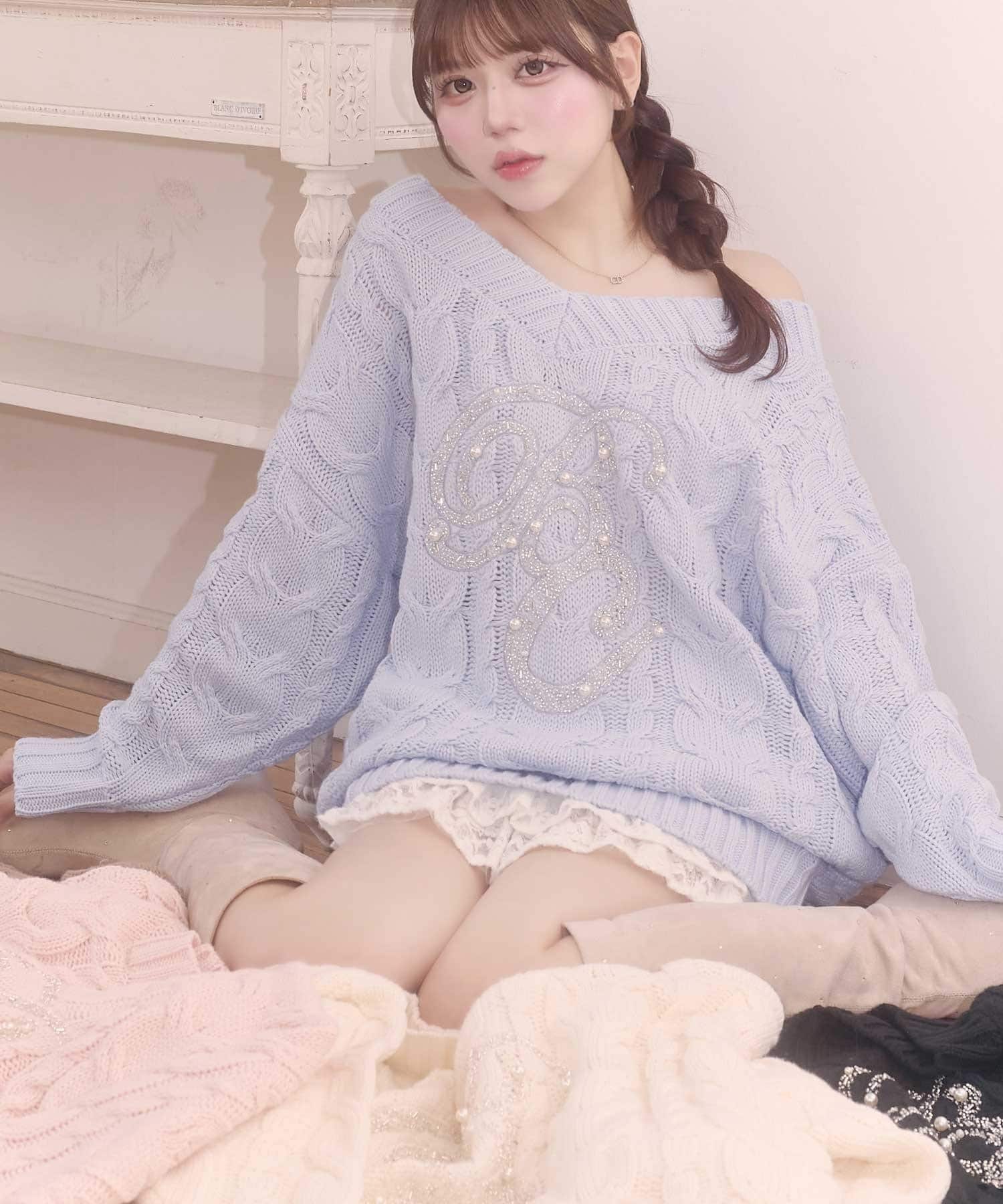 Belle Charme(ベルシャルム) 【web限定カラーあり】BC Bijou Logo Big Cable Knit