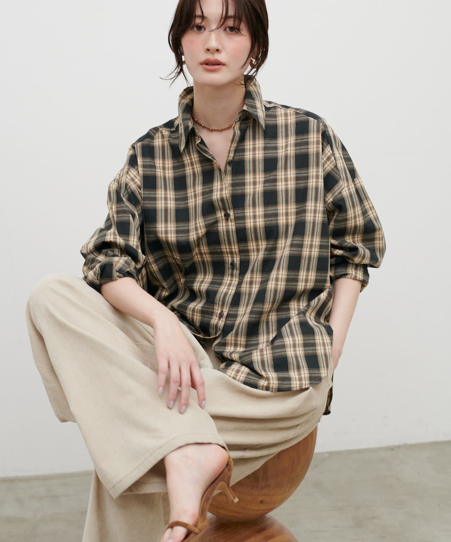 LARUTA(ラルータ) シアーチェック柄シャツ