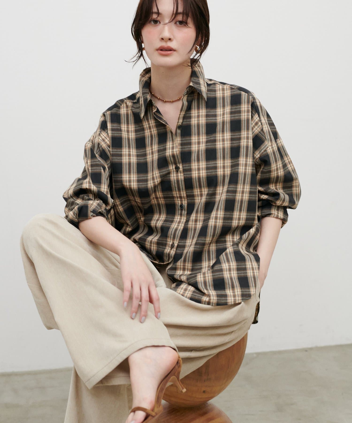 LARUTA(ラルータ) シアーチェック柄シャツ