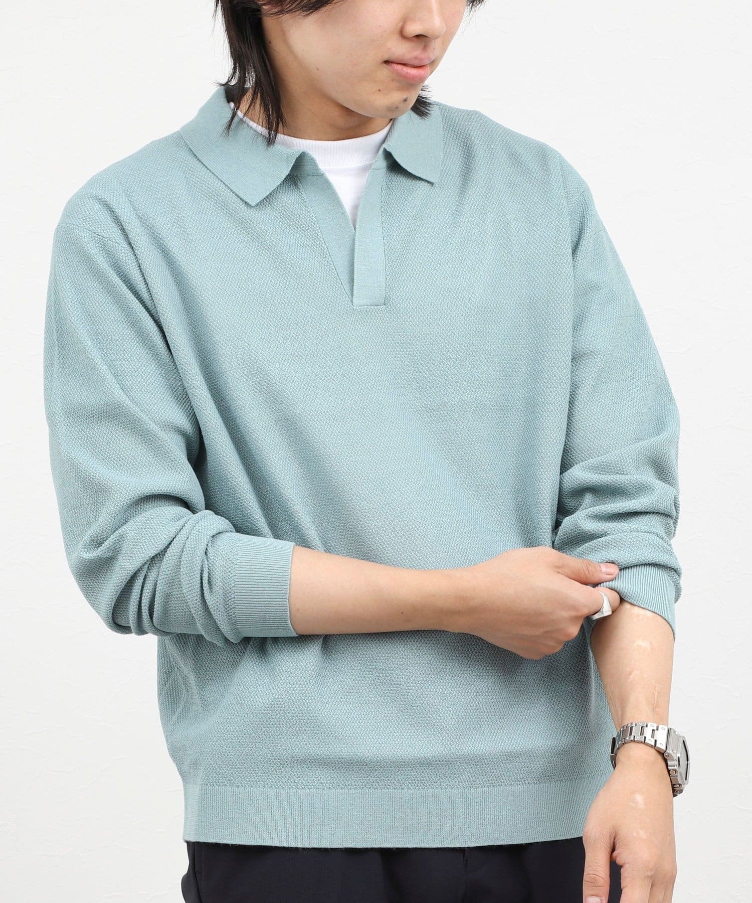 変形カノコ 長袖スキッパーニットポロ 26AW 10/13 | NOLLEY'S
