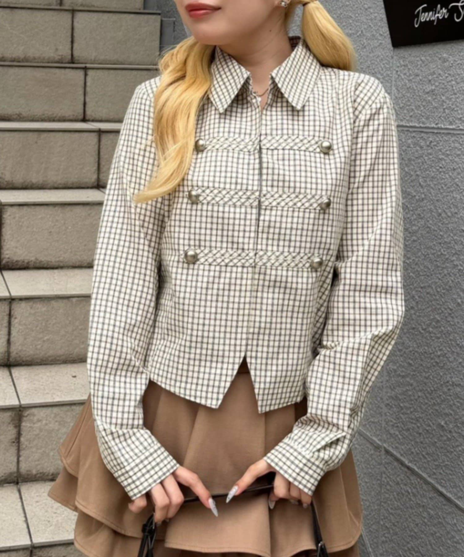 NICE CLAUP / OLIVE des OLIVE OUTLET(ナイスクラップ  / オリーブ デ オリーブ アウトレット) 【continuer】長袖ナポレオンブラウス