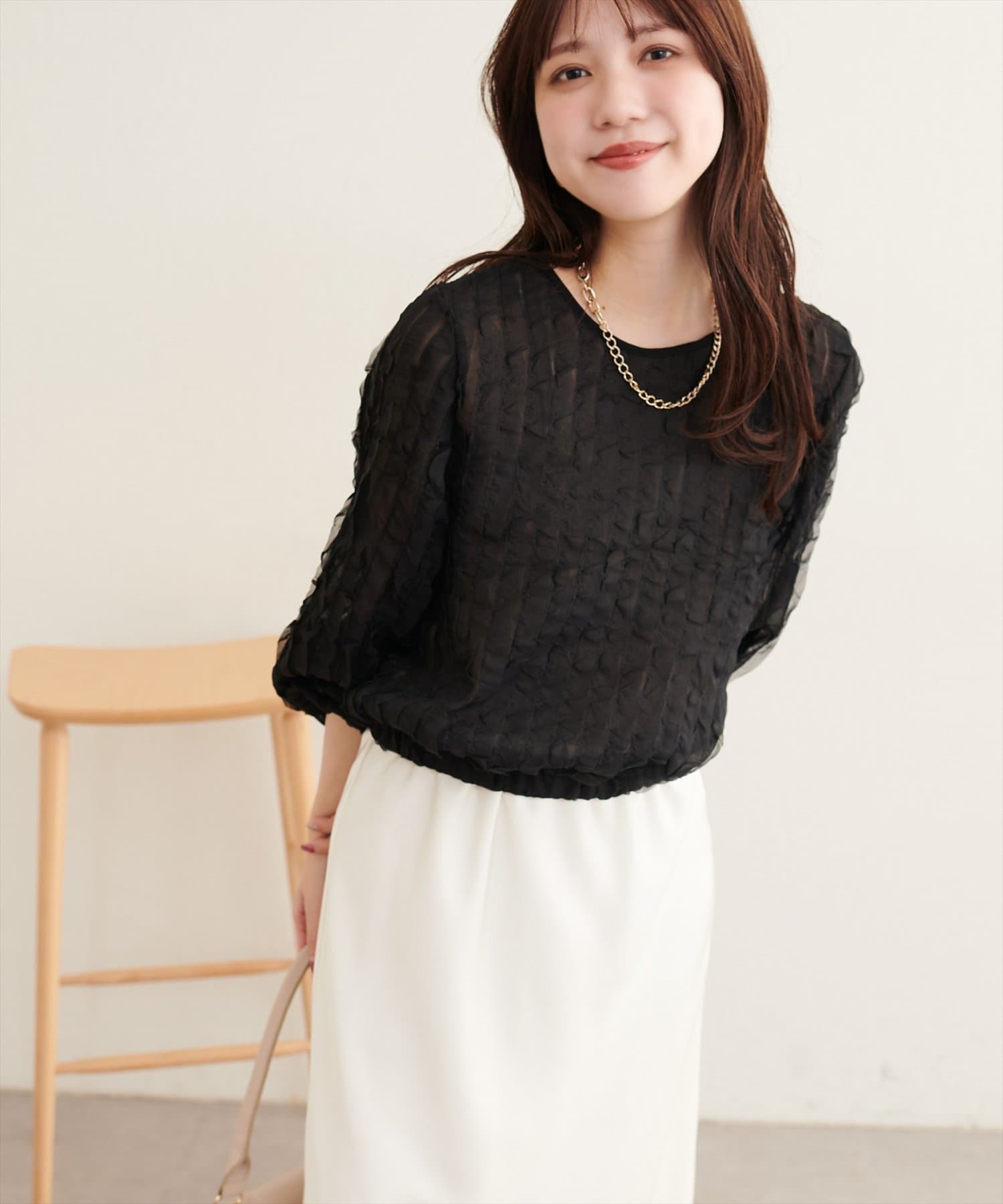 natural couture(ナチュラルクチュール) キャッチーな波々フリル２WAYブラウス