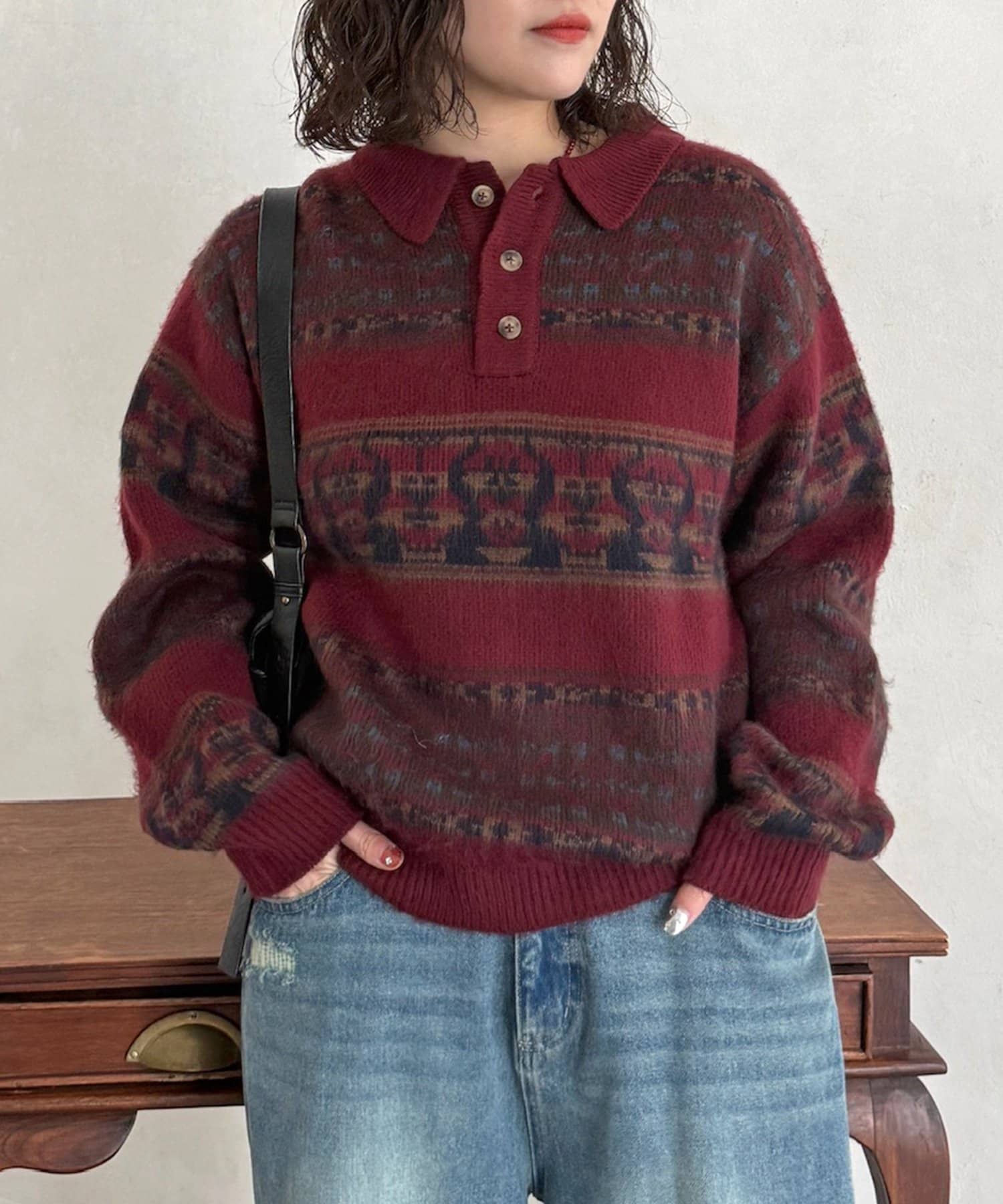 CPCM(シーピーシーエム) レトロボーダーニットポロ