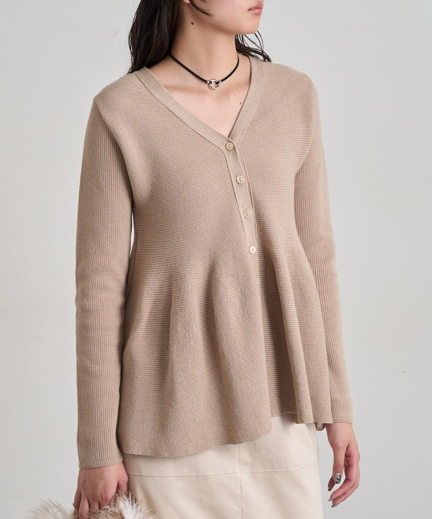 LOUNGEDRESS(ラウンジドレス) 2WAYペプラムニット