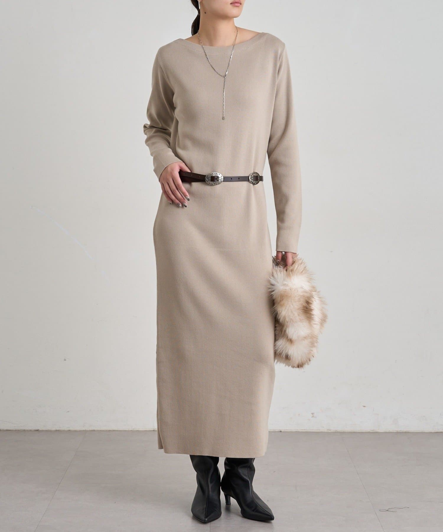 LOUNGEDRESS(ラウンジドレス) ボートネックニットワンピース