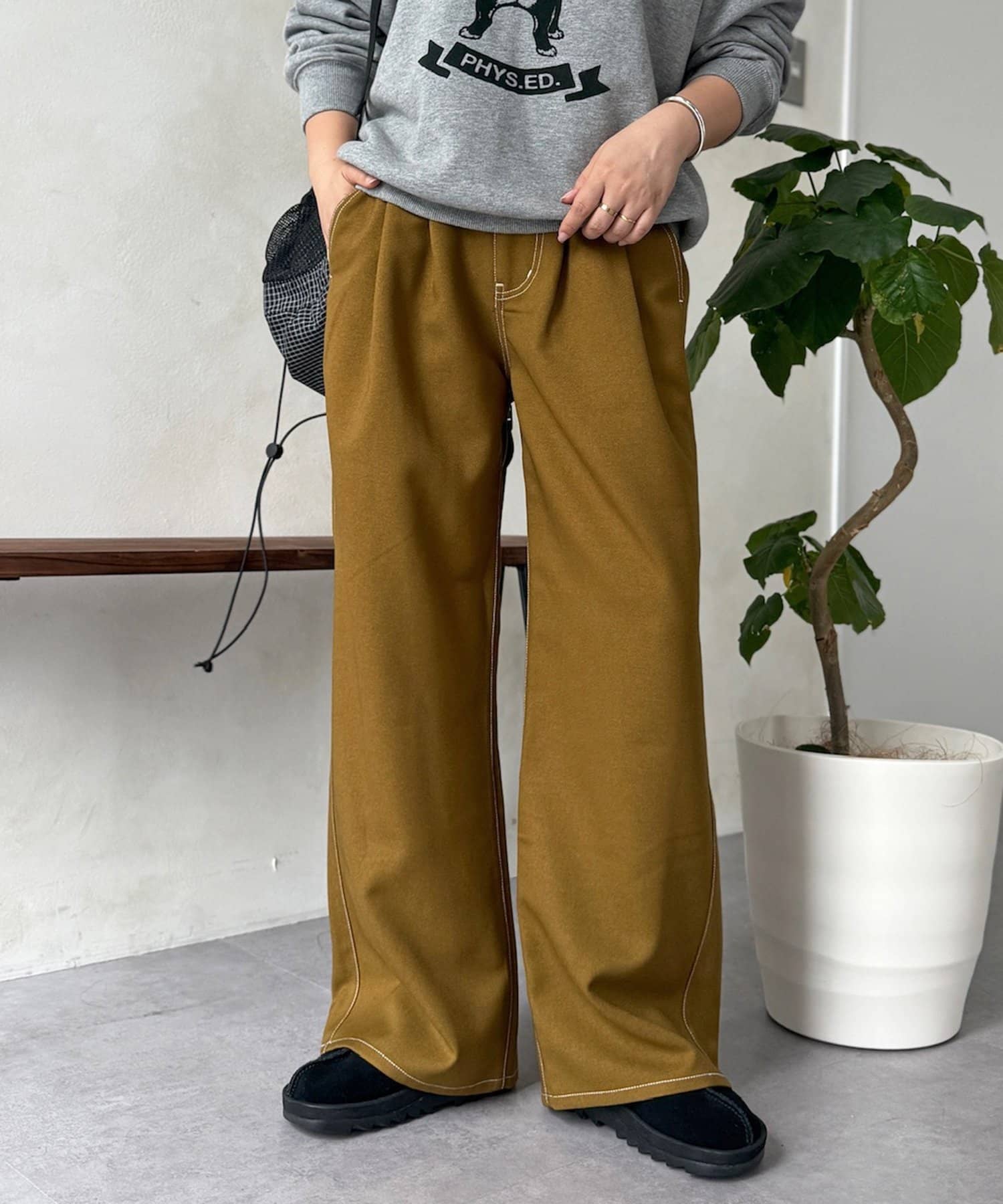 CPCM(シーピーシーエム) 2タックワイドストレートスラックス
