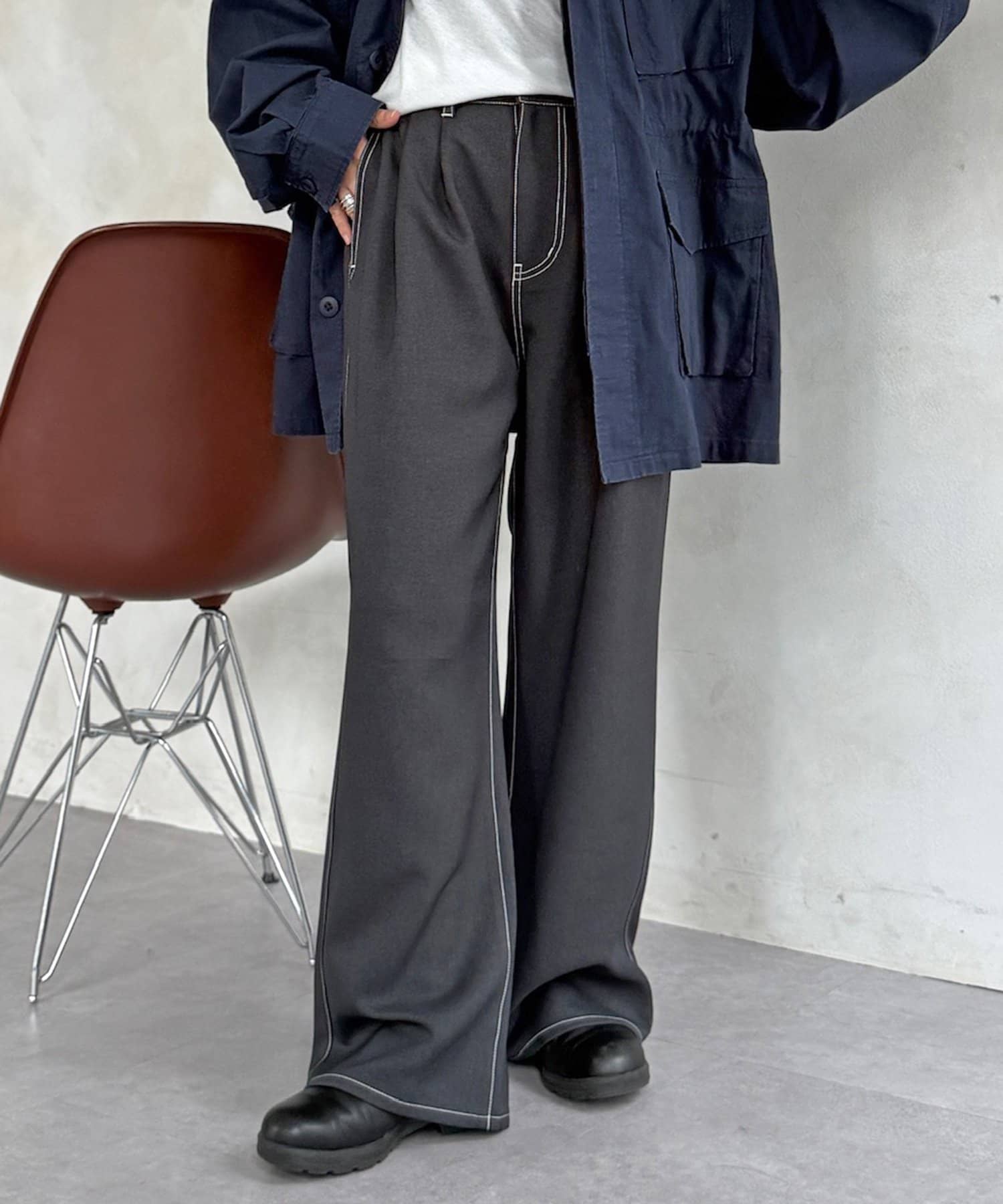 CPCM(シーピーシーエム) 2タックワイドストレートスラックス