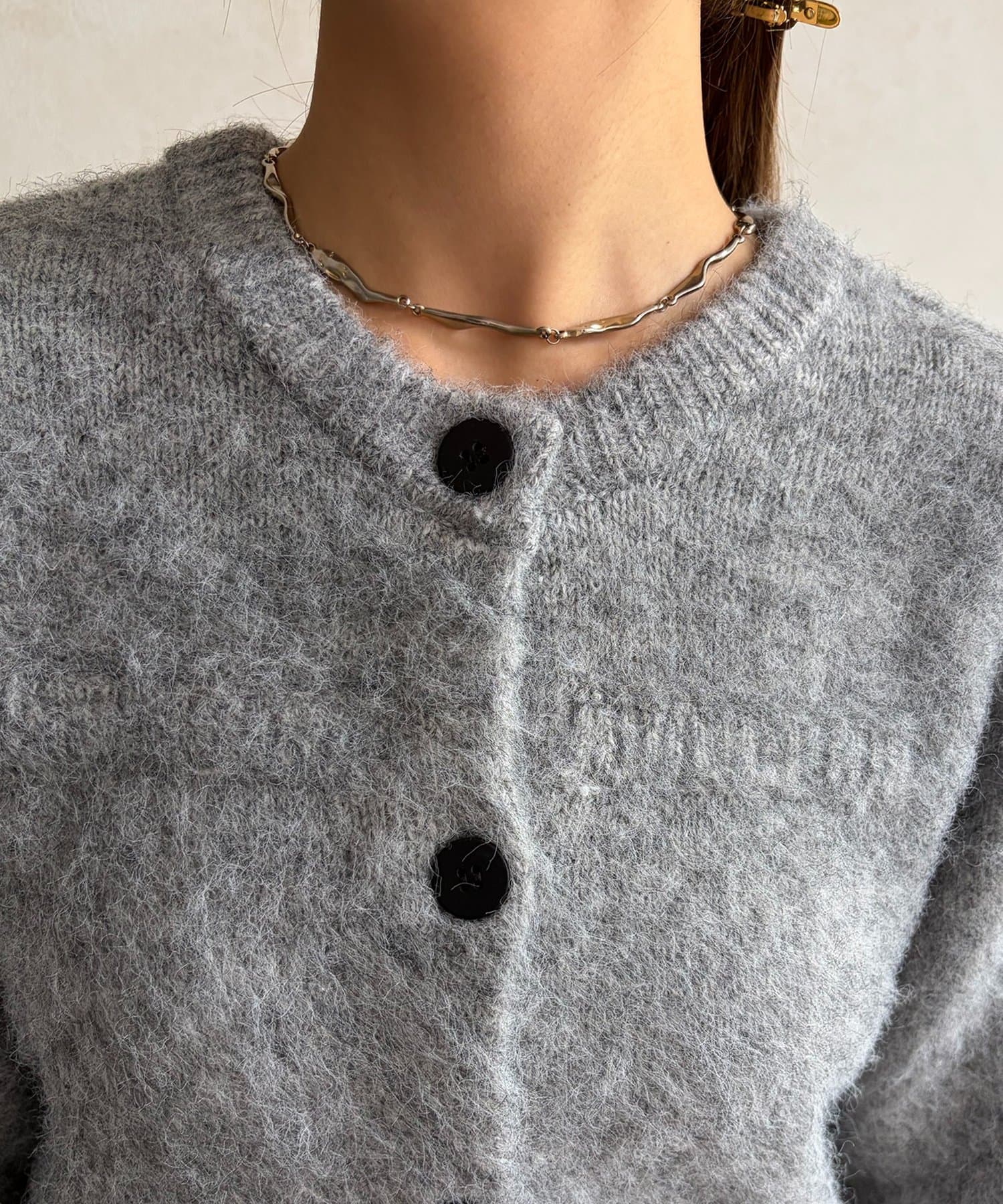 Thevon.(ゼヴォン) モヘアエアリークルーニットカーディガン