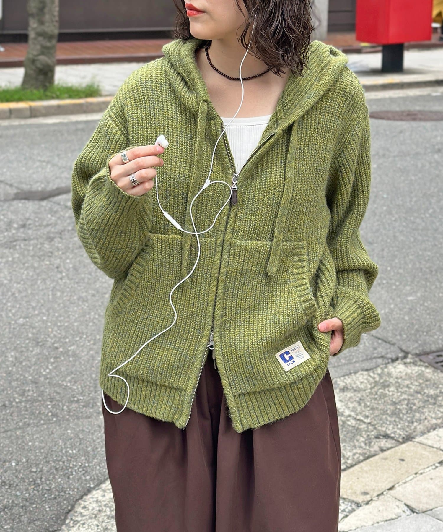 CPCM(シーピーシーエム) モヘアライクニットジップパーカー